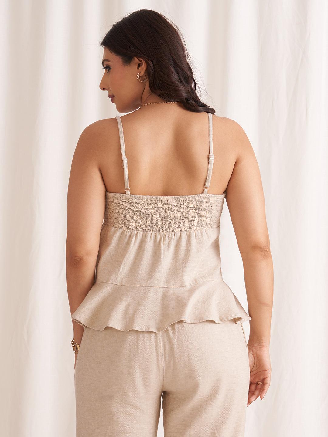 Rerasa Linen Blend Spaghetti Top