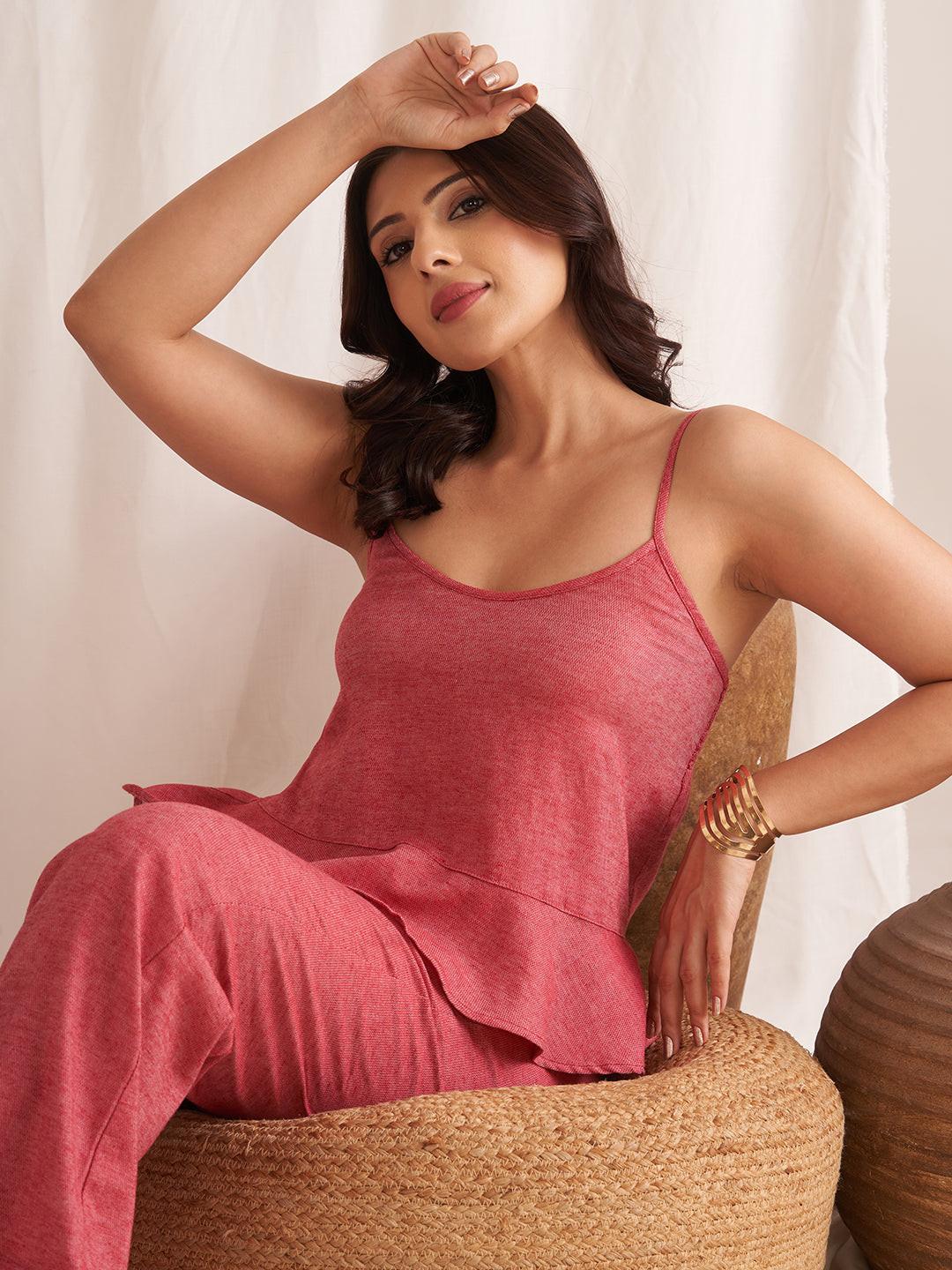 Rerasa Linen Blend Spaghetti Top