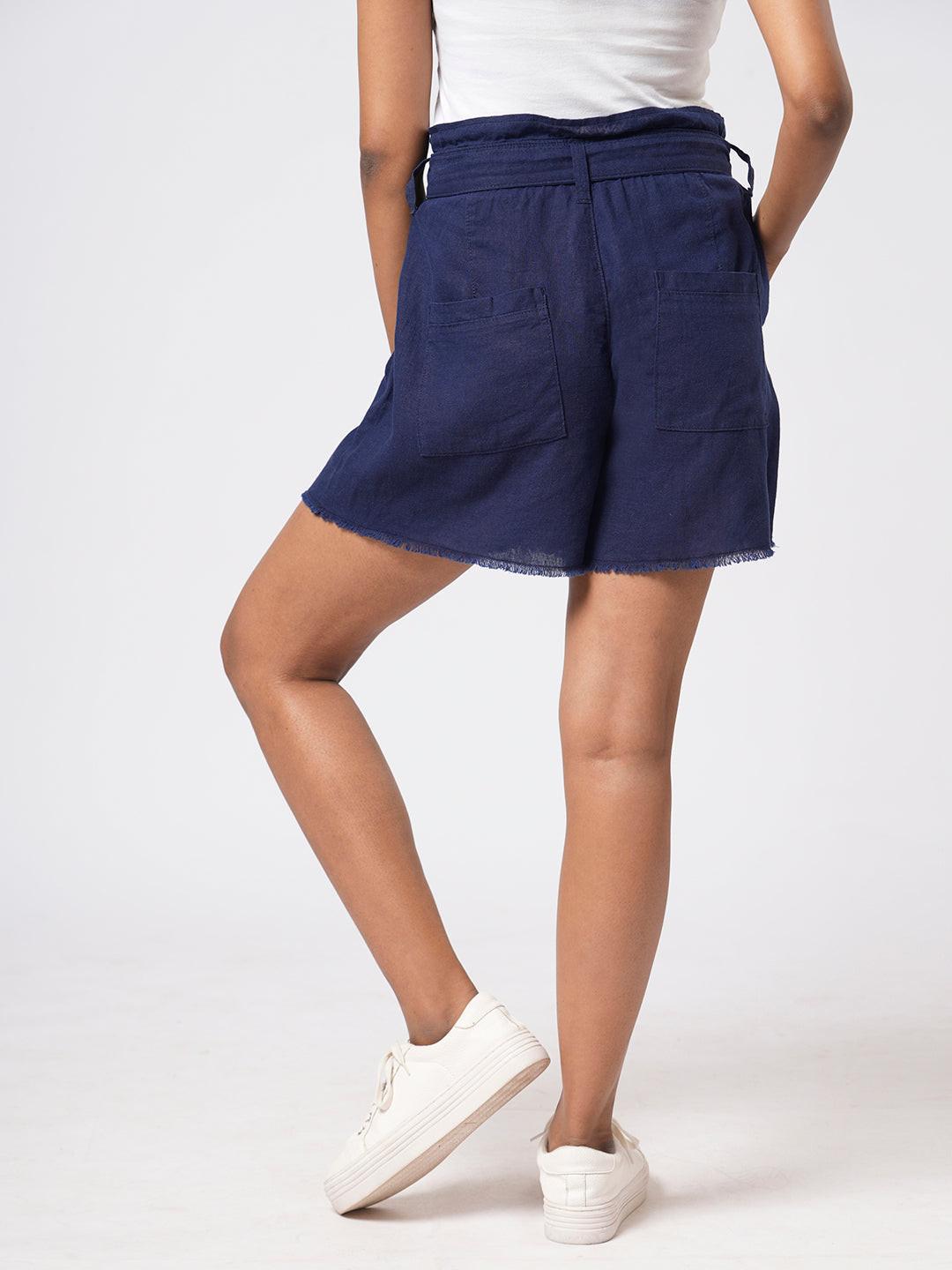 Linen Blend Paperbag Shorts.