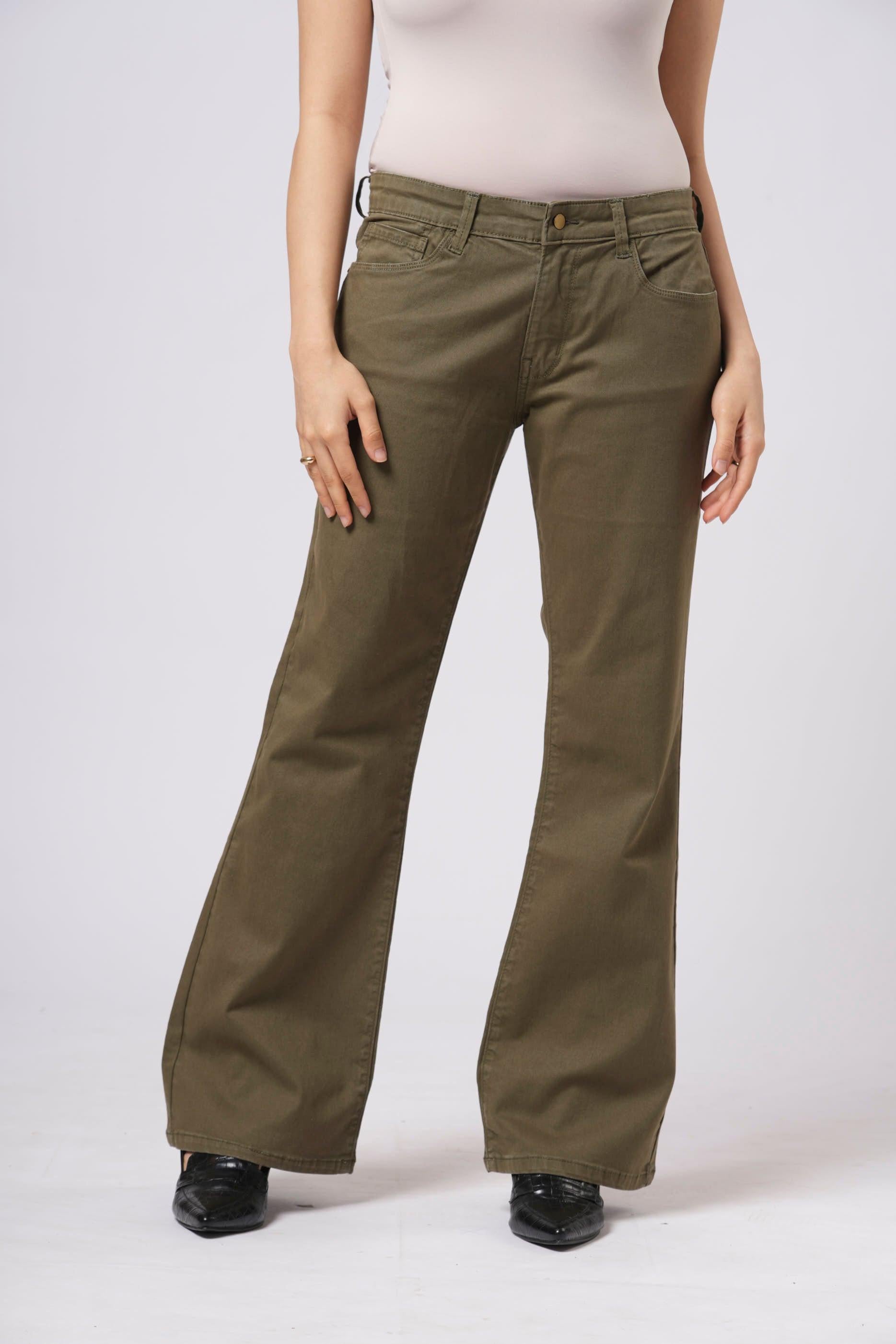 Olive bootcut jeans by Rerasa