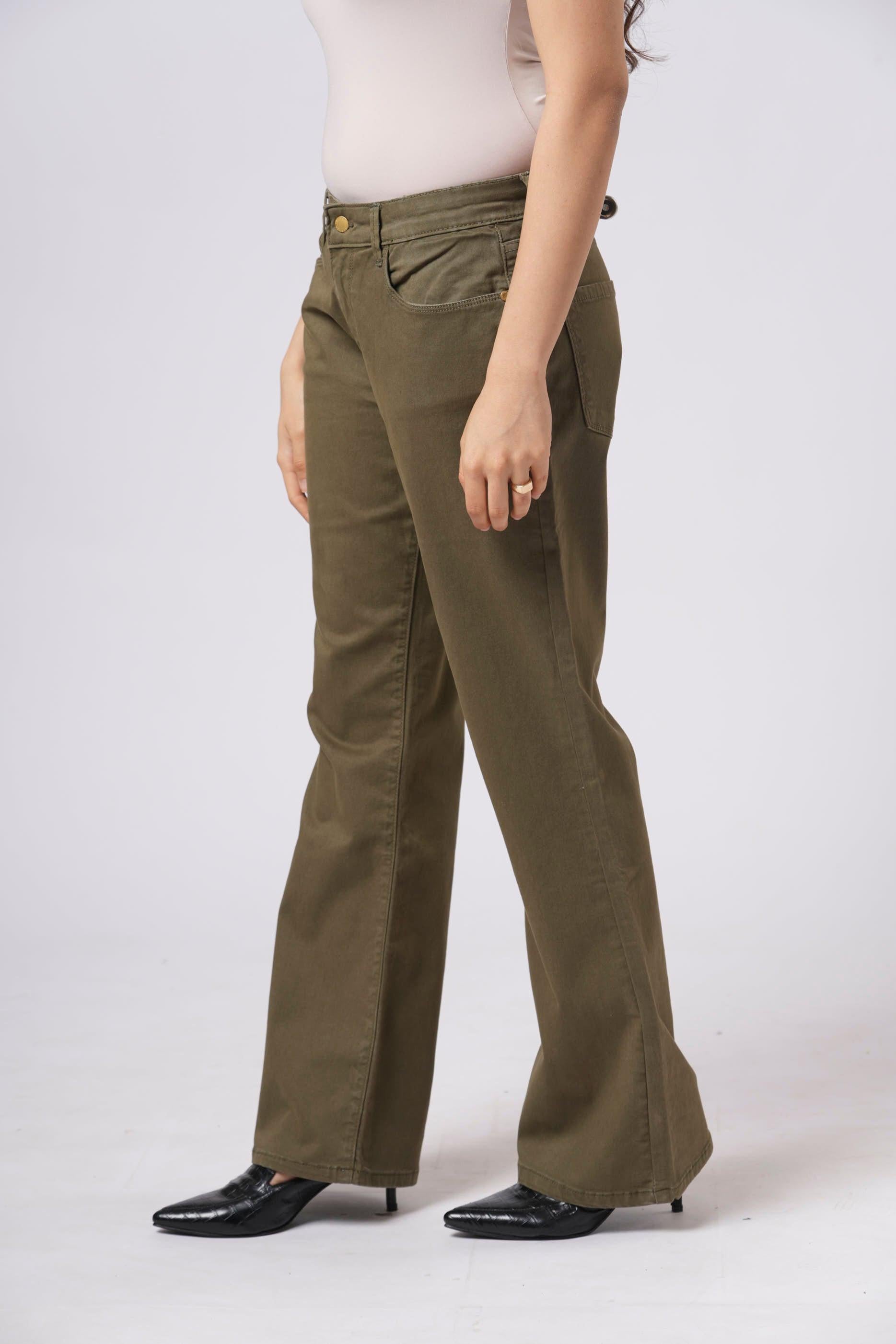 Olive bootcut jeans by Rerasa