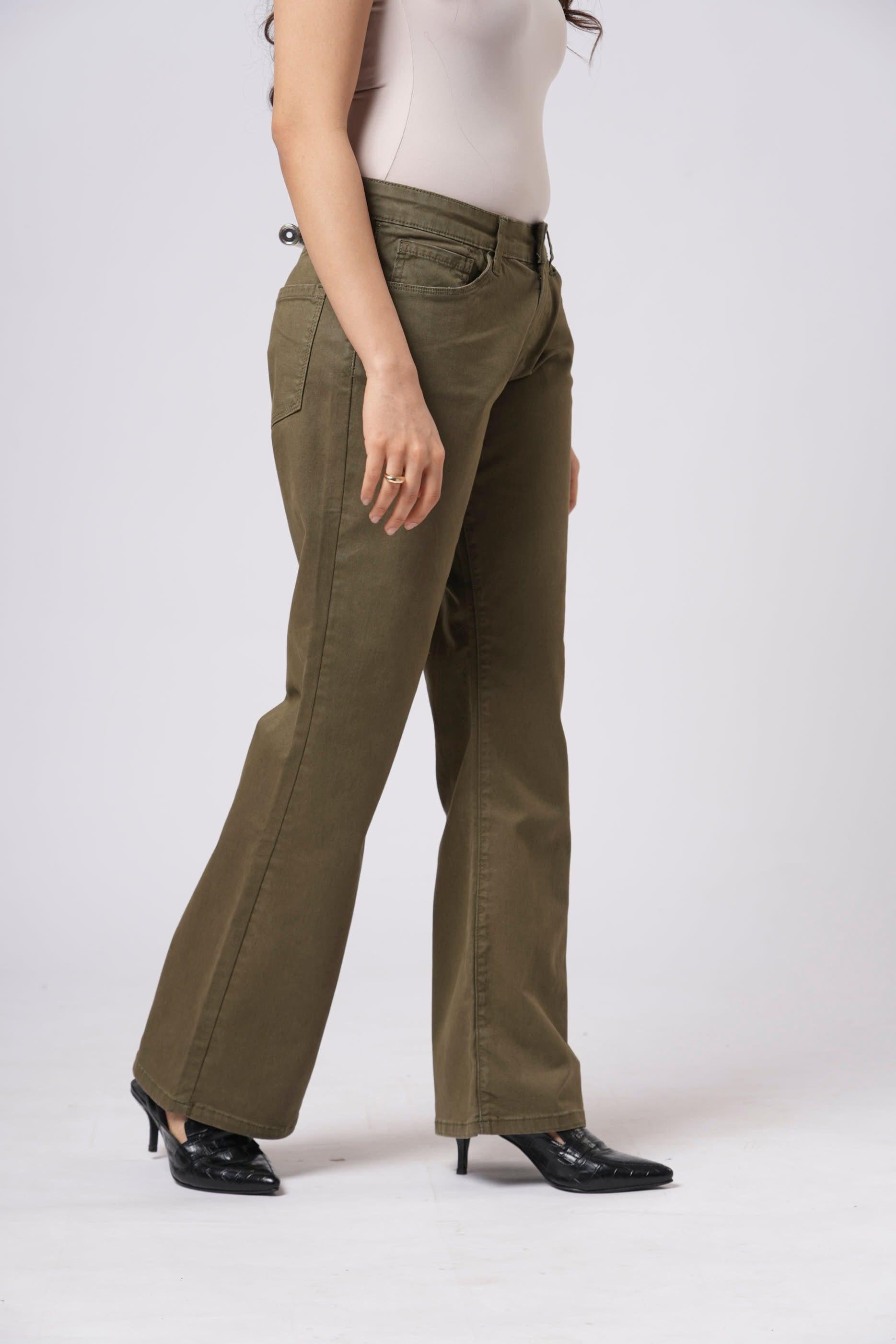 Olive bootcut jeans by Rerasa