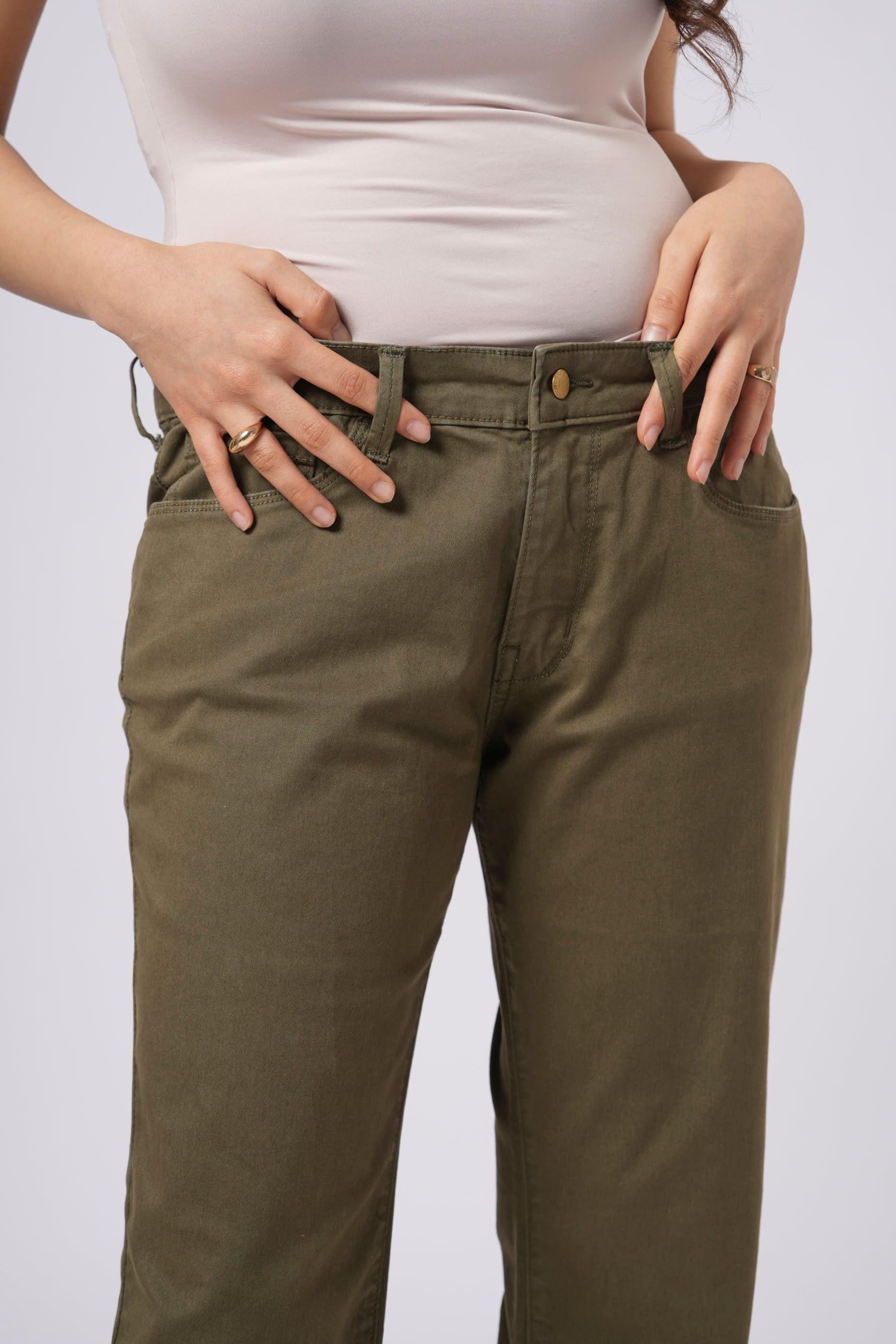 Olive bootcut jeans by Rerasa