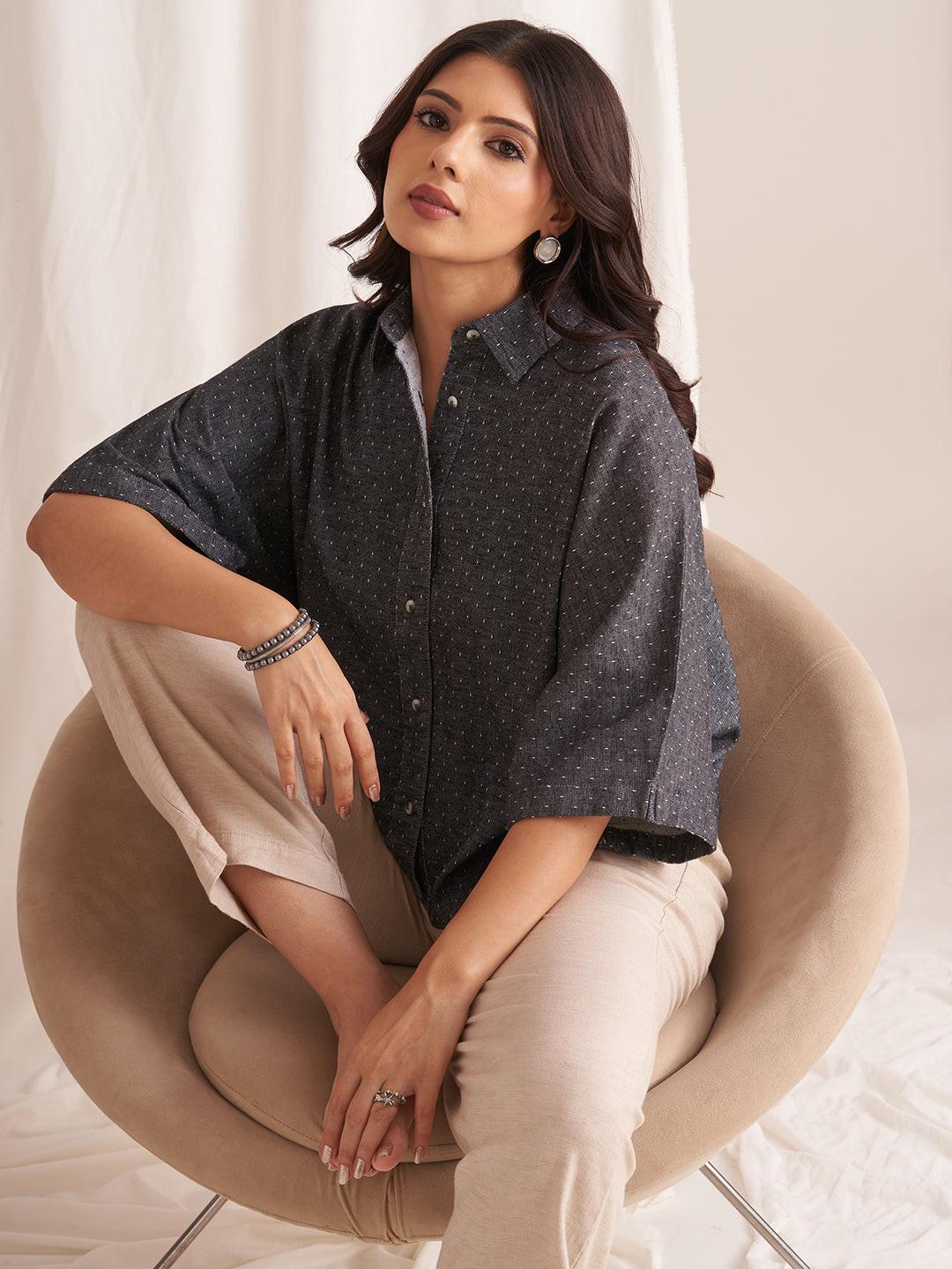 Rerasa Oversized Linen Blend Shirt