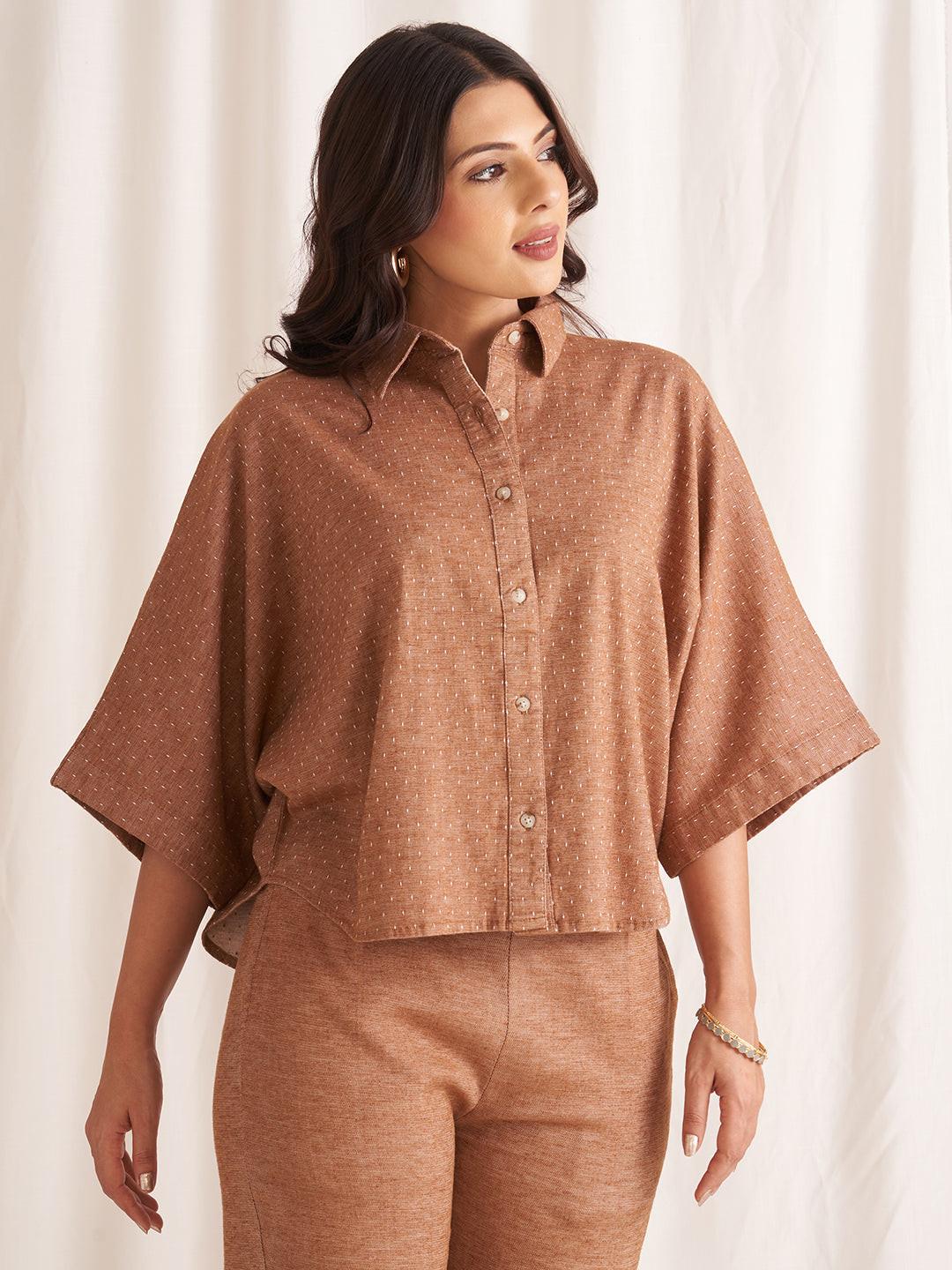 Rerasa Oversized Linen Blend Shirt