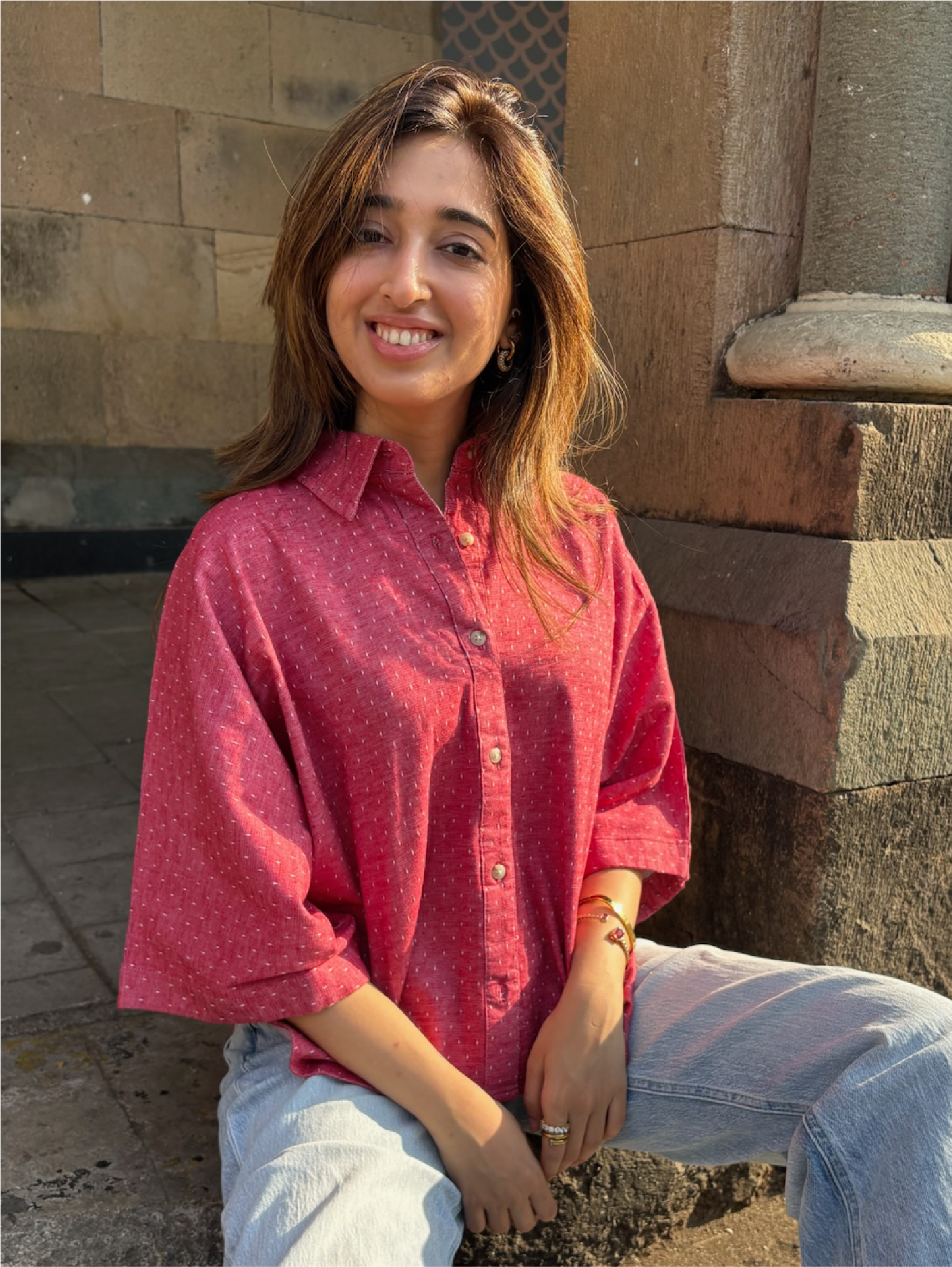 Rerasa Oversized Linen Blend Shirt