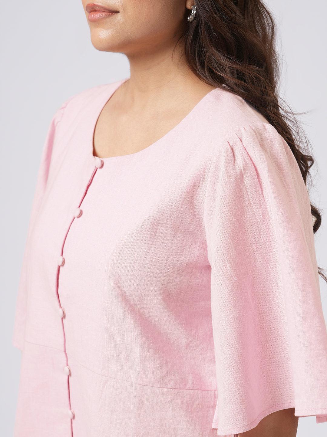 Linen Blend Peplum Top.