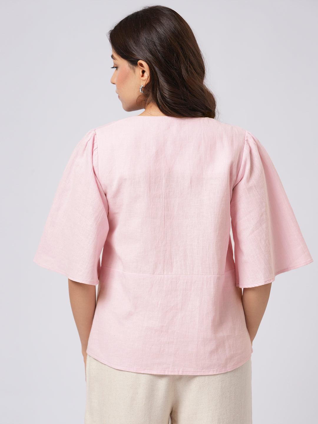 Linen Blend Peplum Top.
