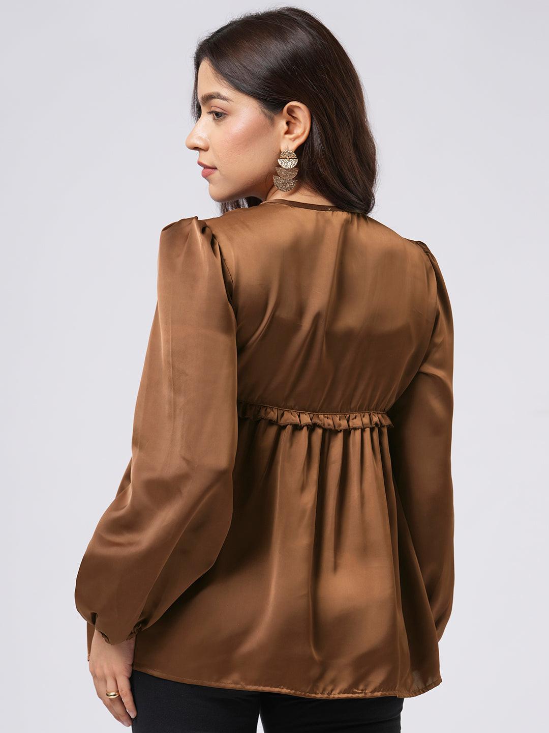 Satin Pleated Tie Up Top.