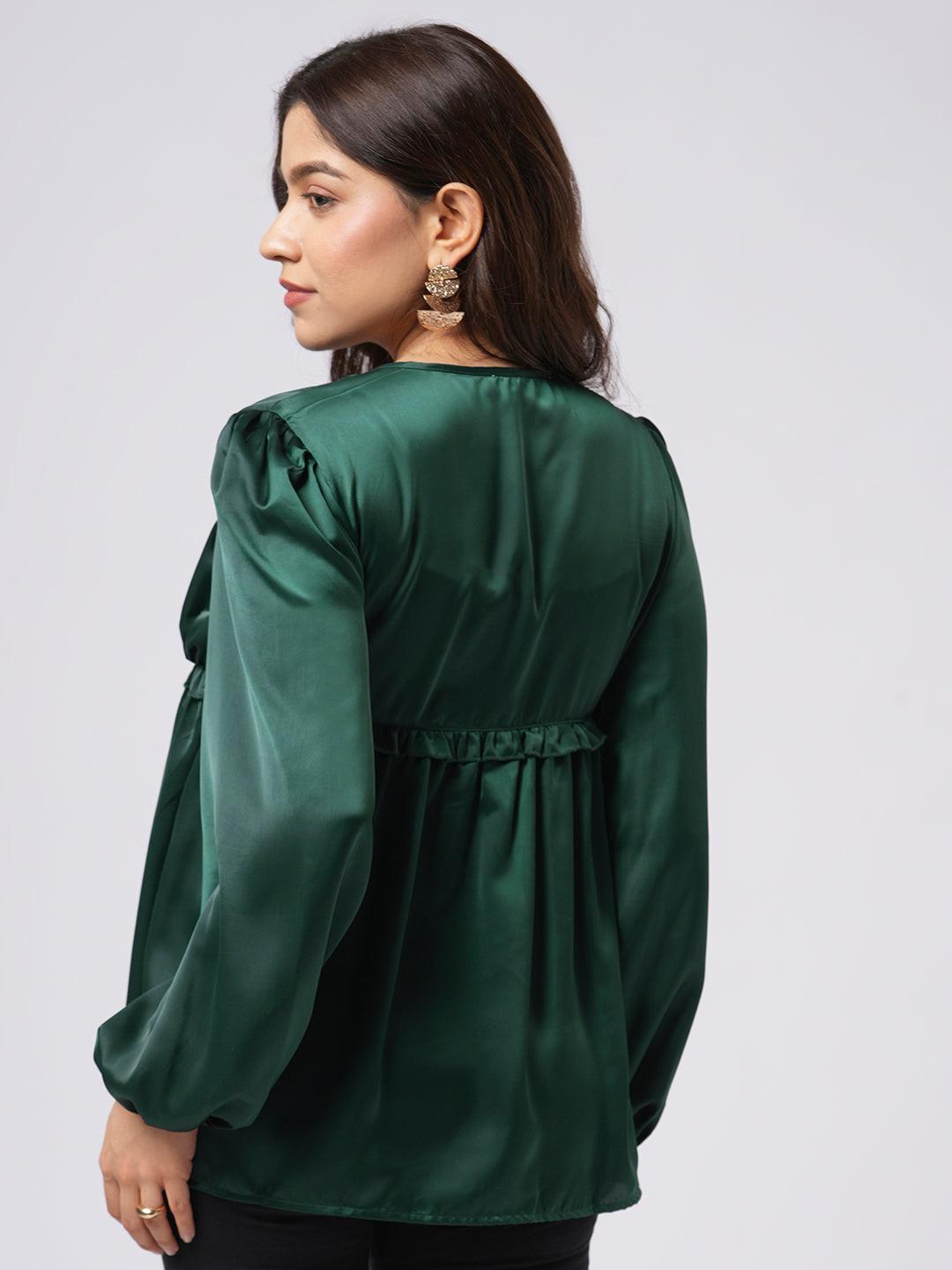 Satin Pleated Tie Up Top.