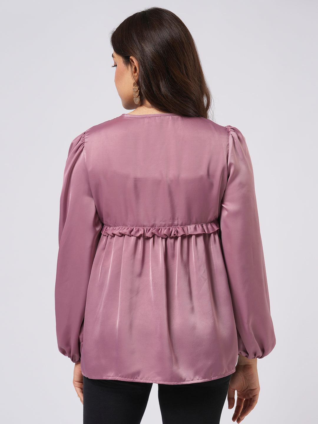 Satin Pleated Tie Up Top.