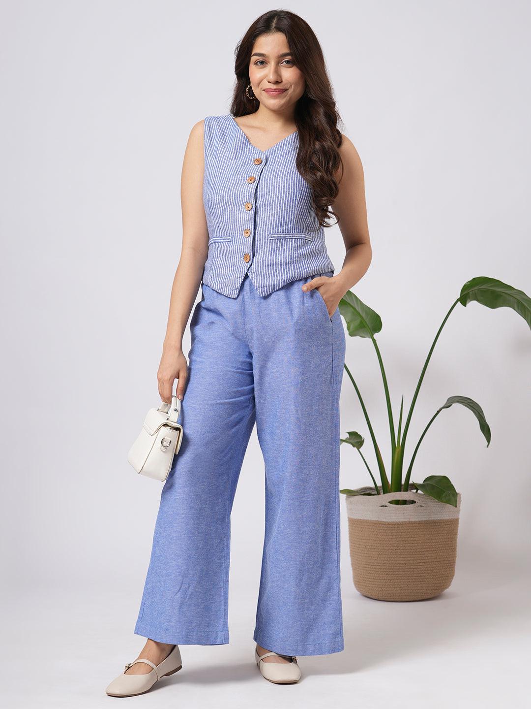 Linen Blend Pull On Pants.