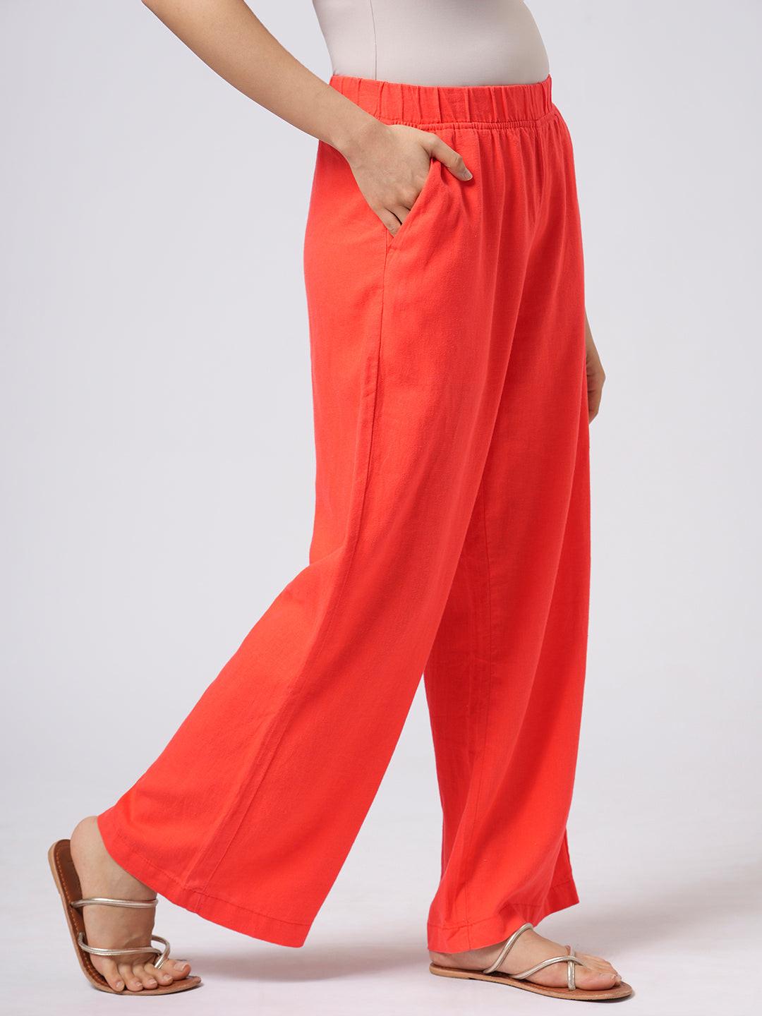 Linen Blend Pull On Pants - Rerasa