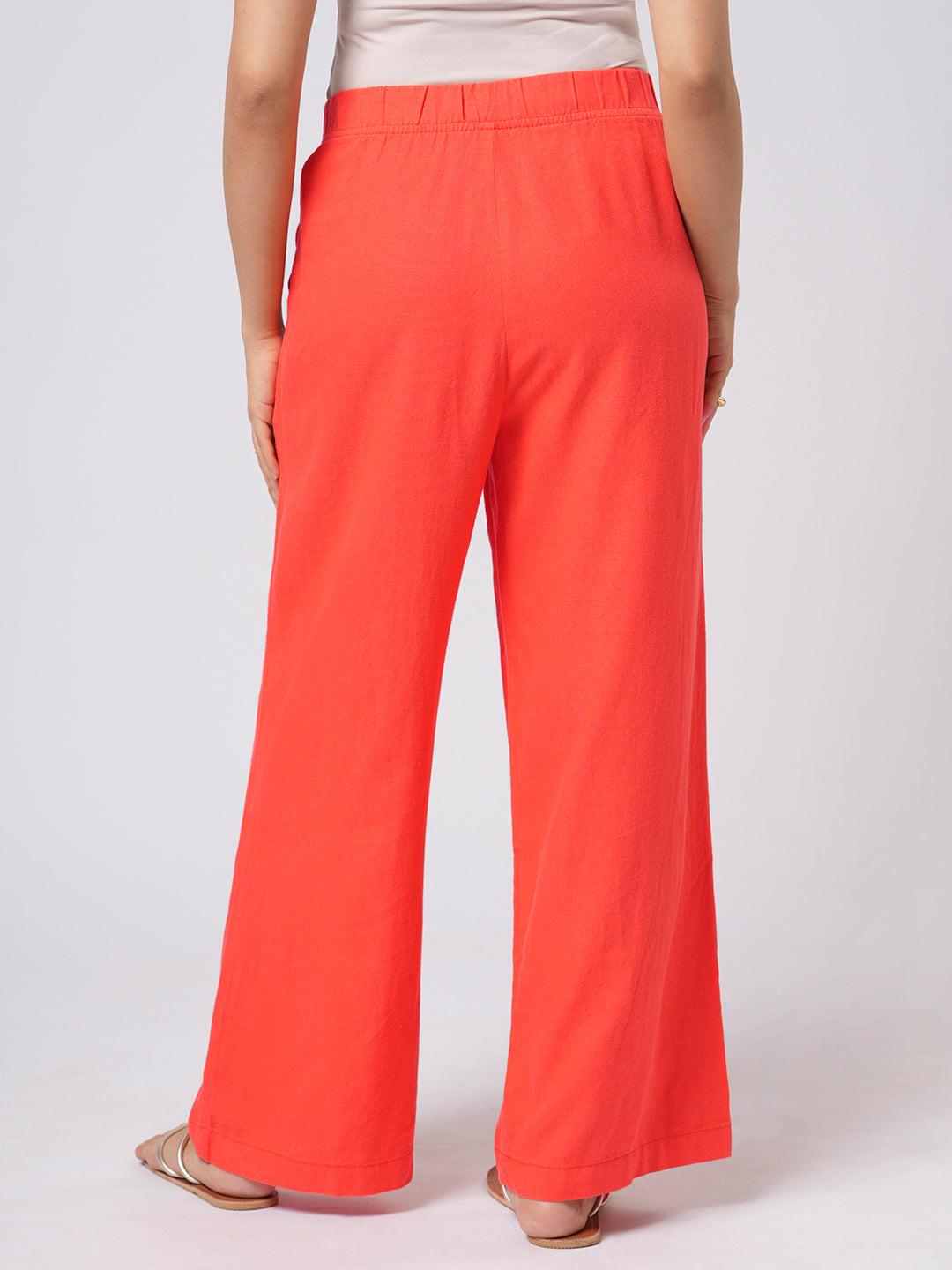 Linen Blend Pull On Pants - Rerasa