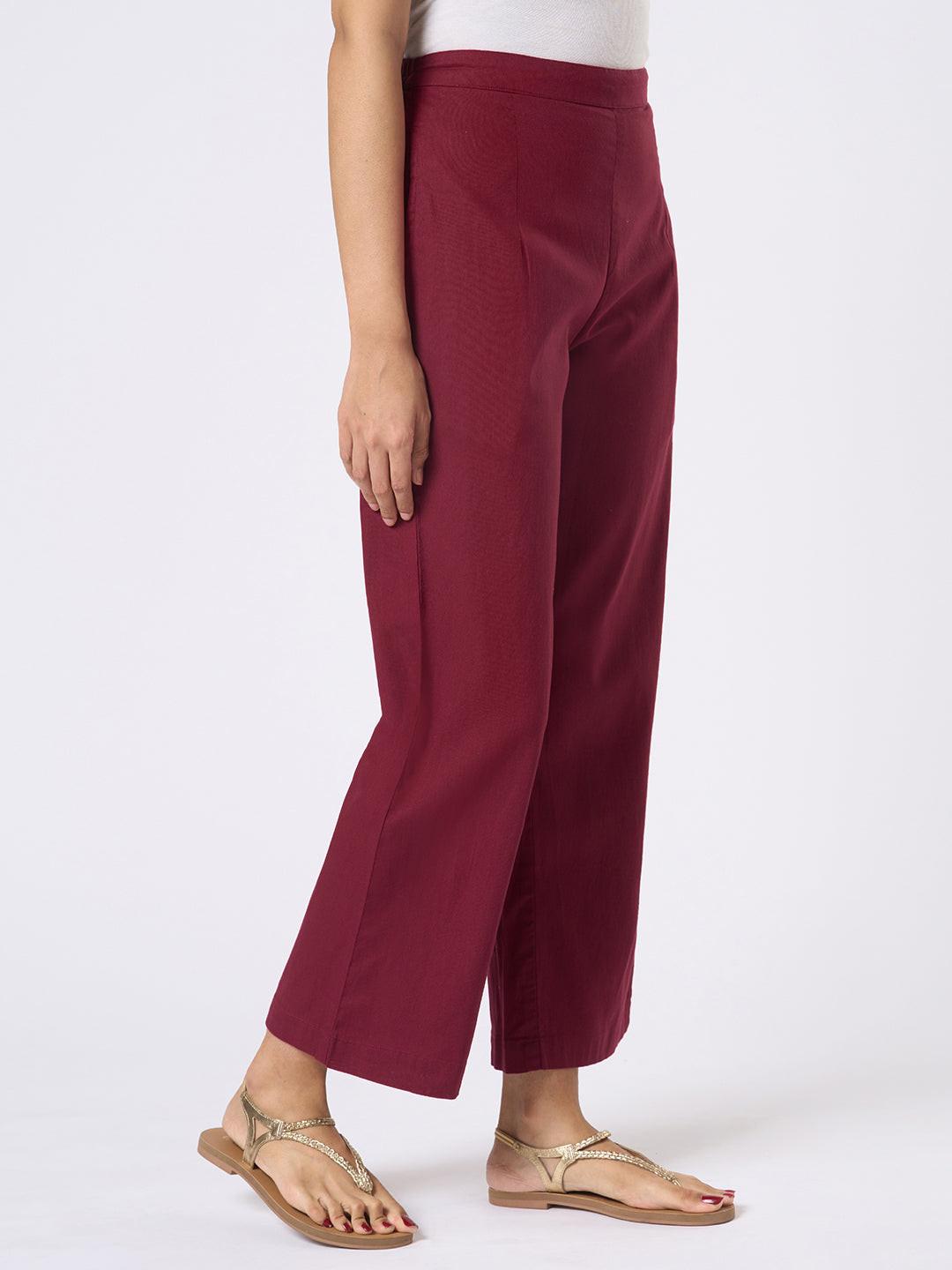 Maroon wide-leg pants by Rerasa
