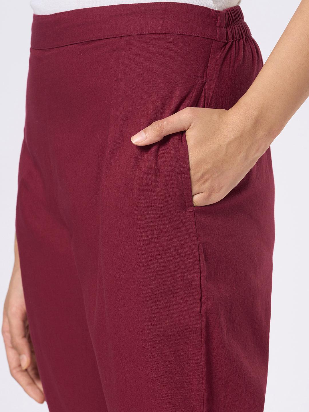 Maroon wide-leg pants by Rerasa