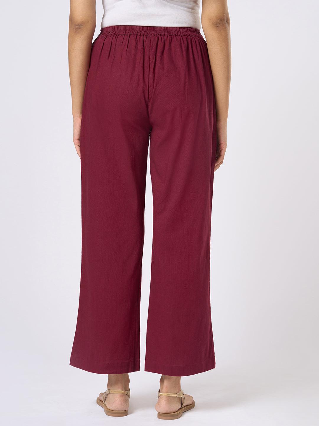 Maroon wide-leg pants by Rerasa