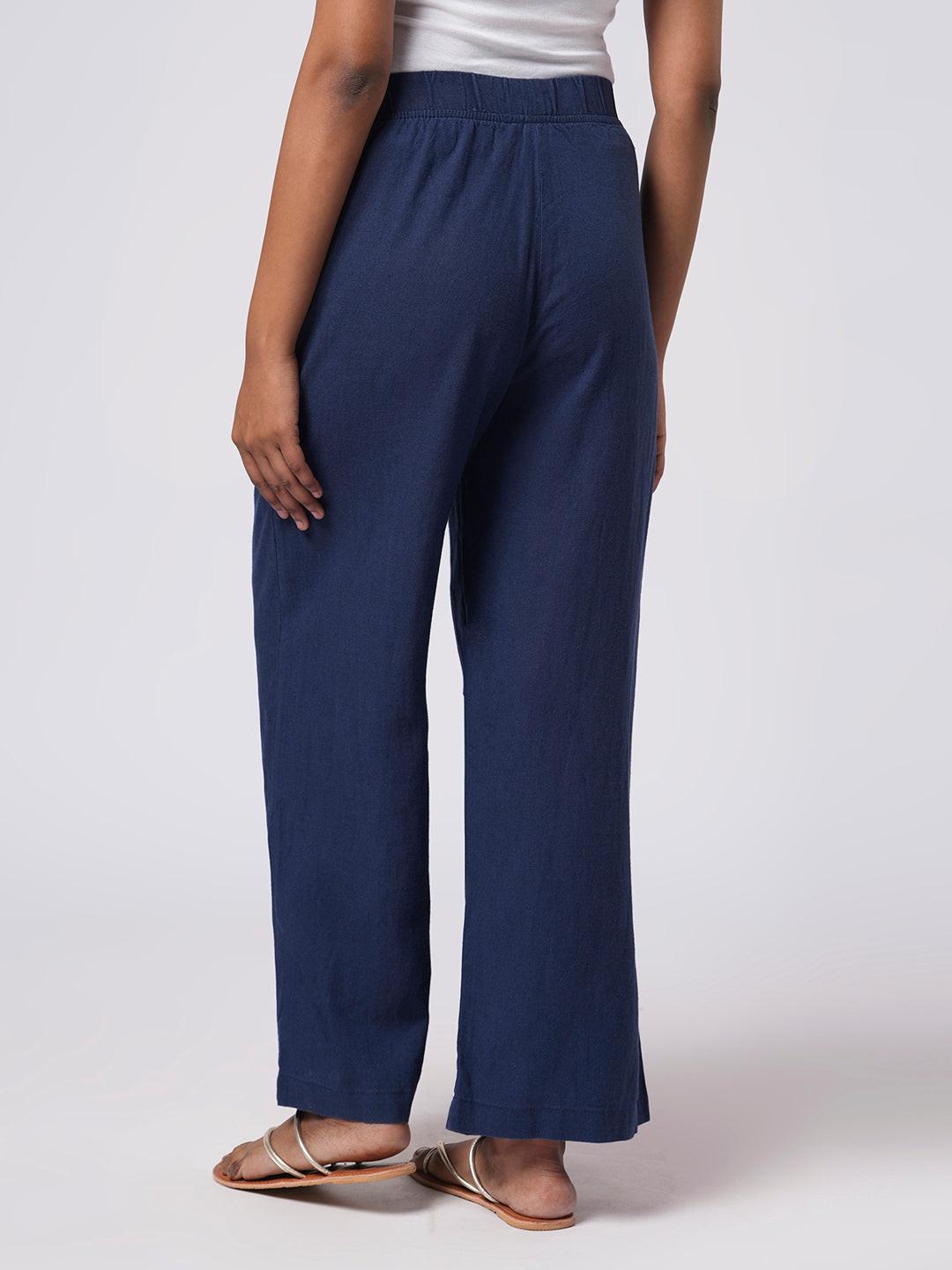 Linen Blend Pull On Pants - Rerasa
