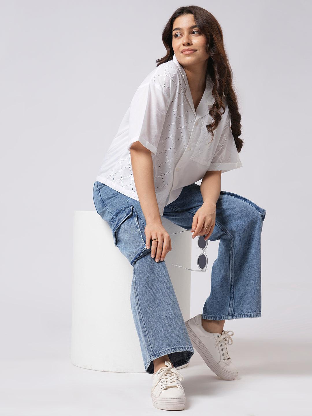 Schiffli Contrast Shirt.