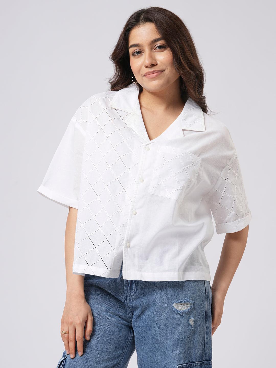 Schiffli Contrast Shirt.