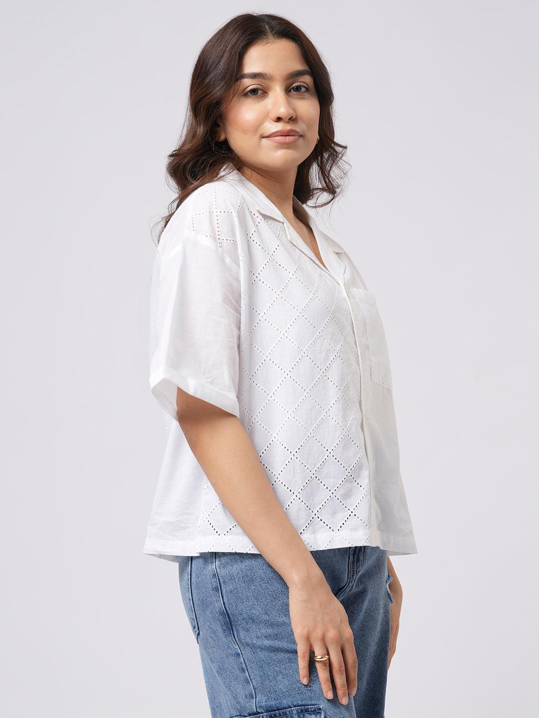 Schiffli Contrast Shirt.