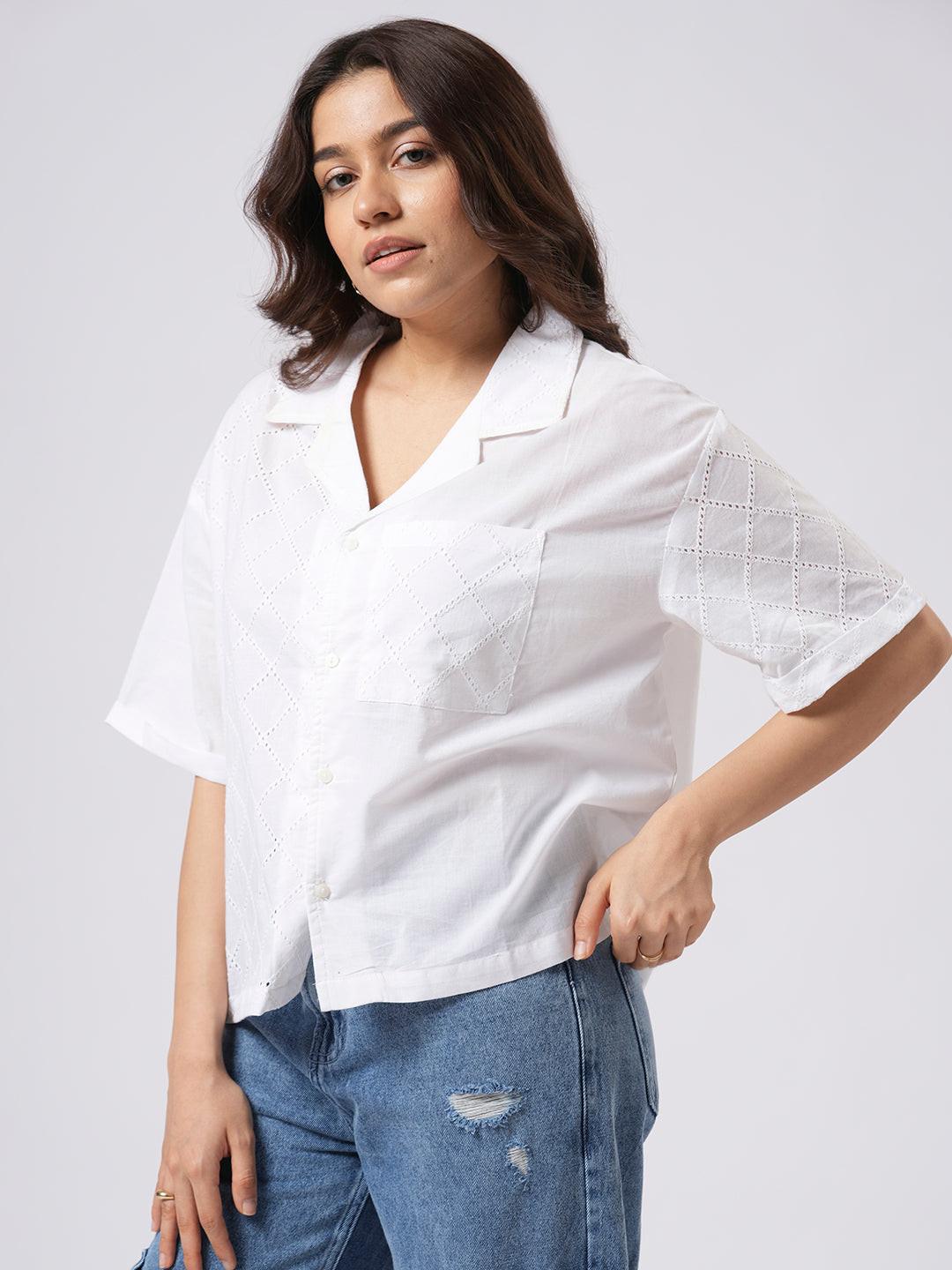 Schiffli Contrast Shirt.