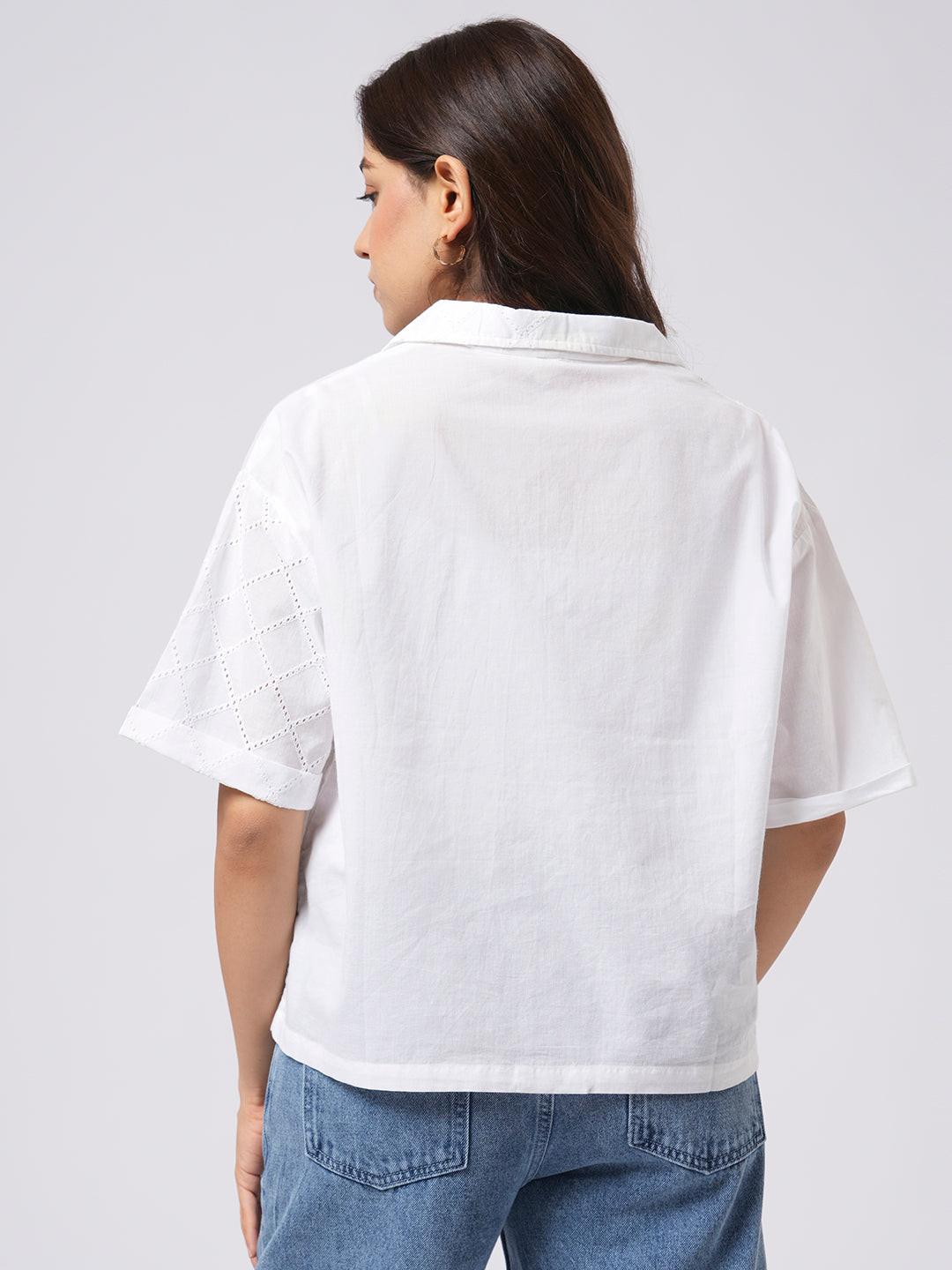 Schiffli Contrast Shirt.