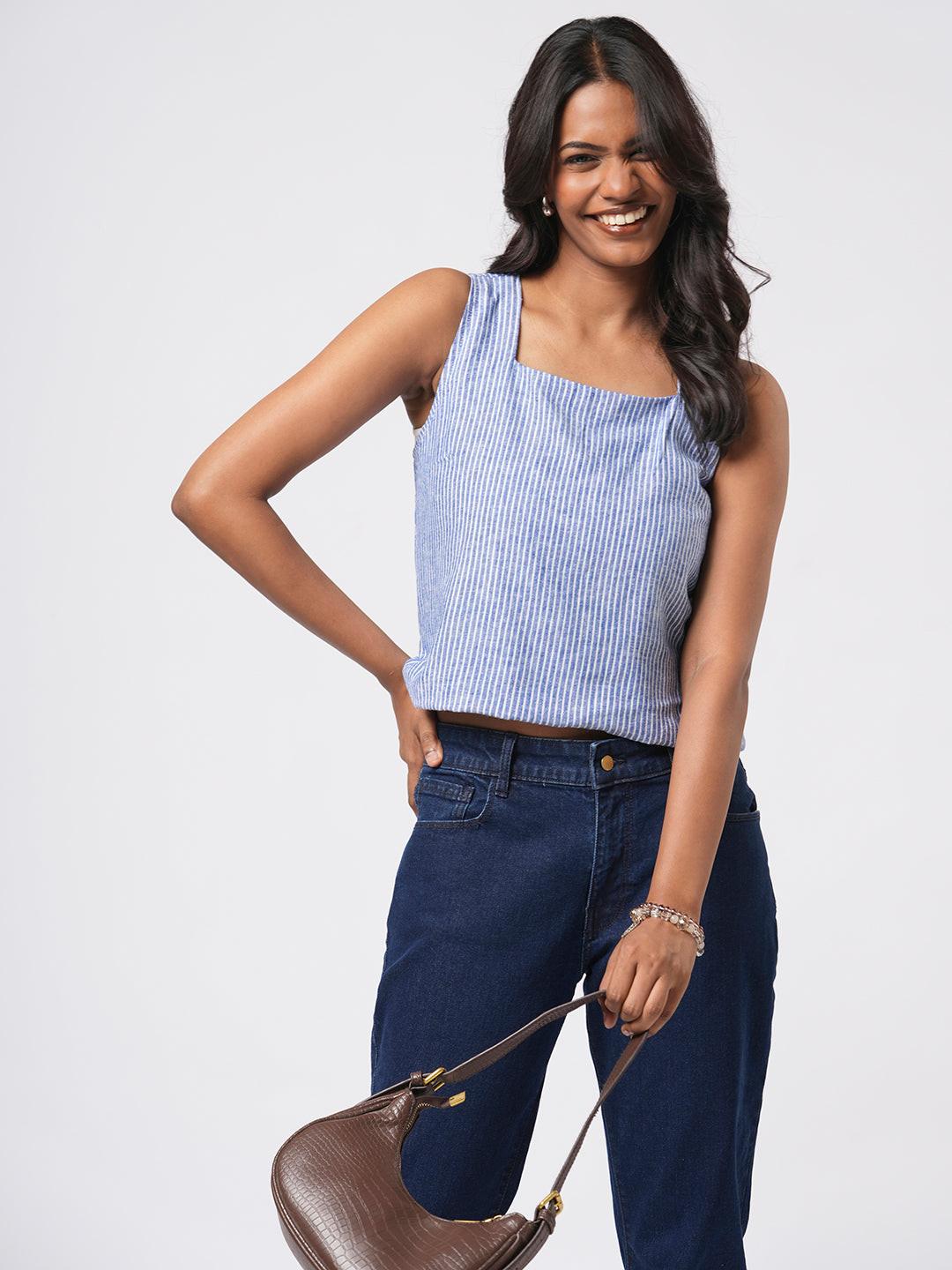 Linen Blend Sleeveless Top.