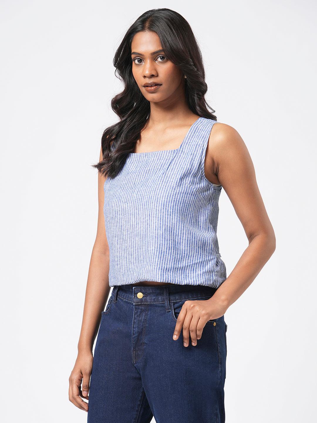 Linen Blend Sleeveless Top.