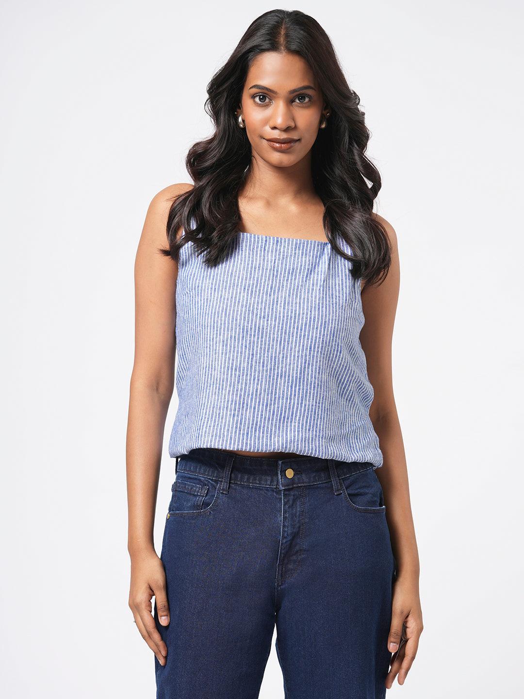 Linen Blend Sleeveless Top.