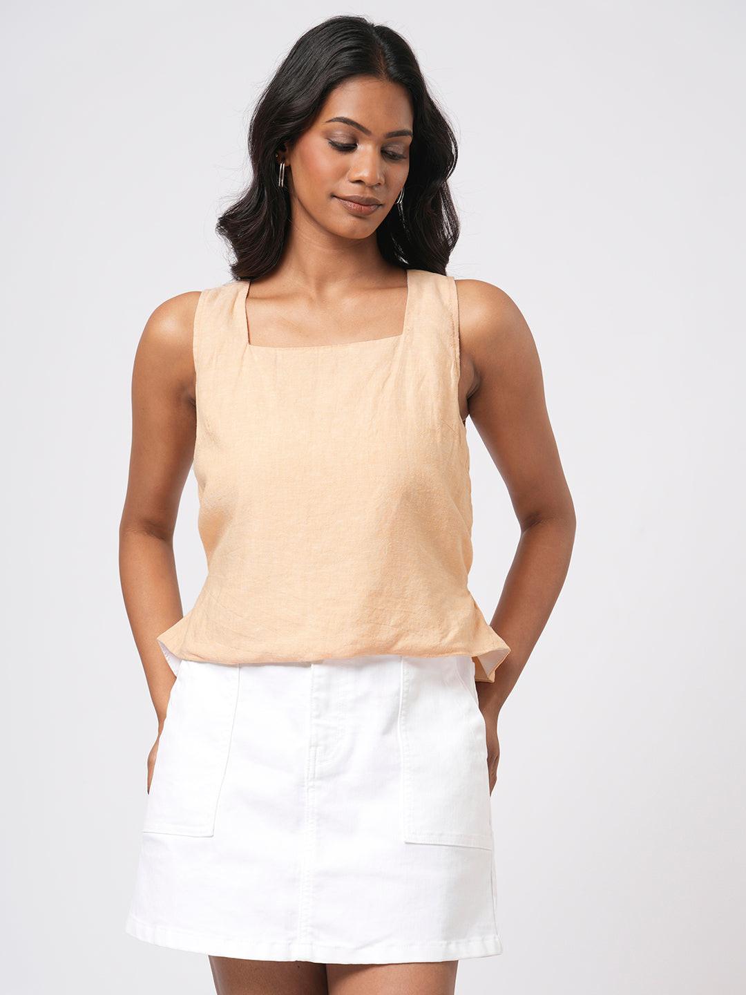 Linen Blend Sleeveless Top.