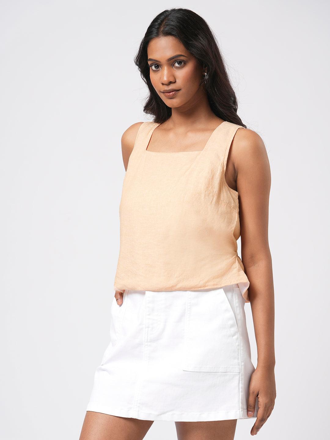 Linen Blend Sleeveless Top.