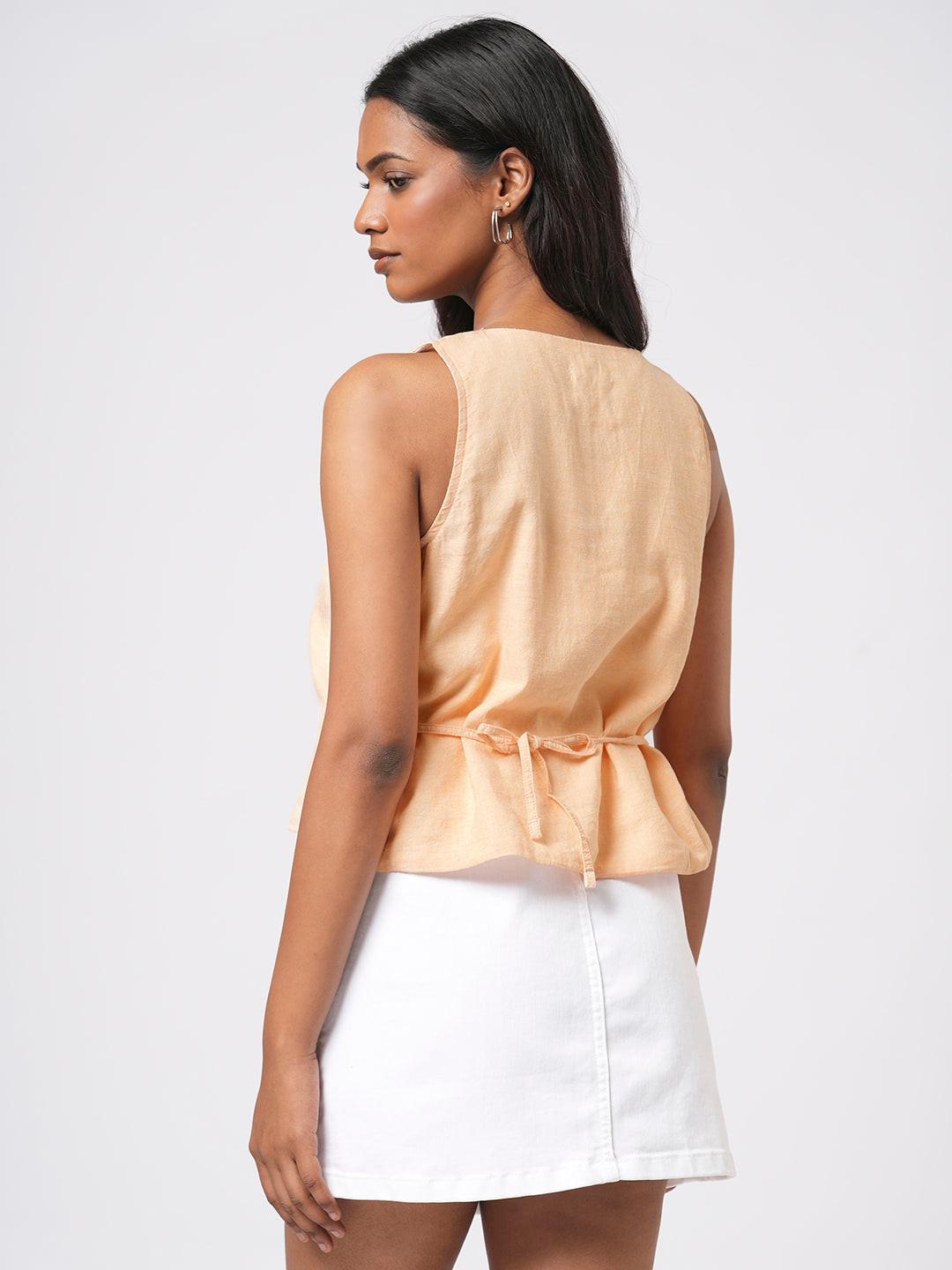 Linen Blend Sleeveless Top.