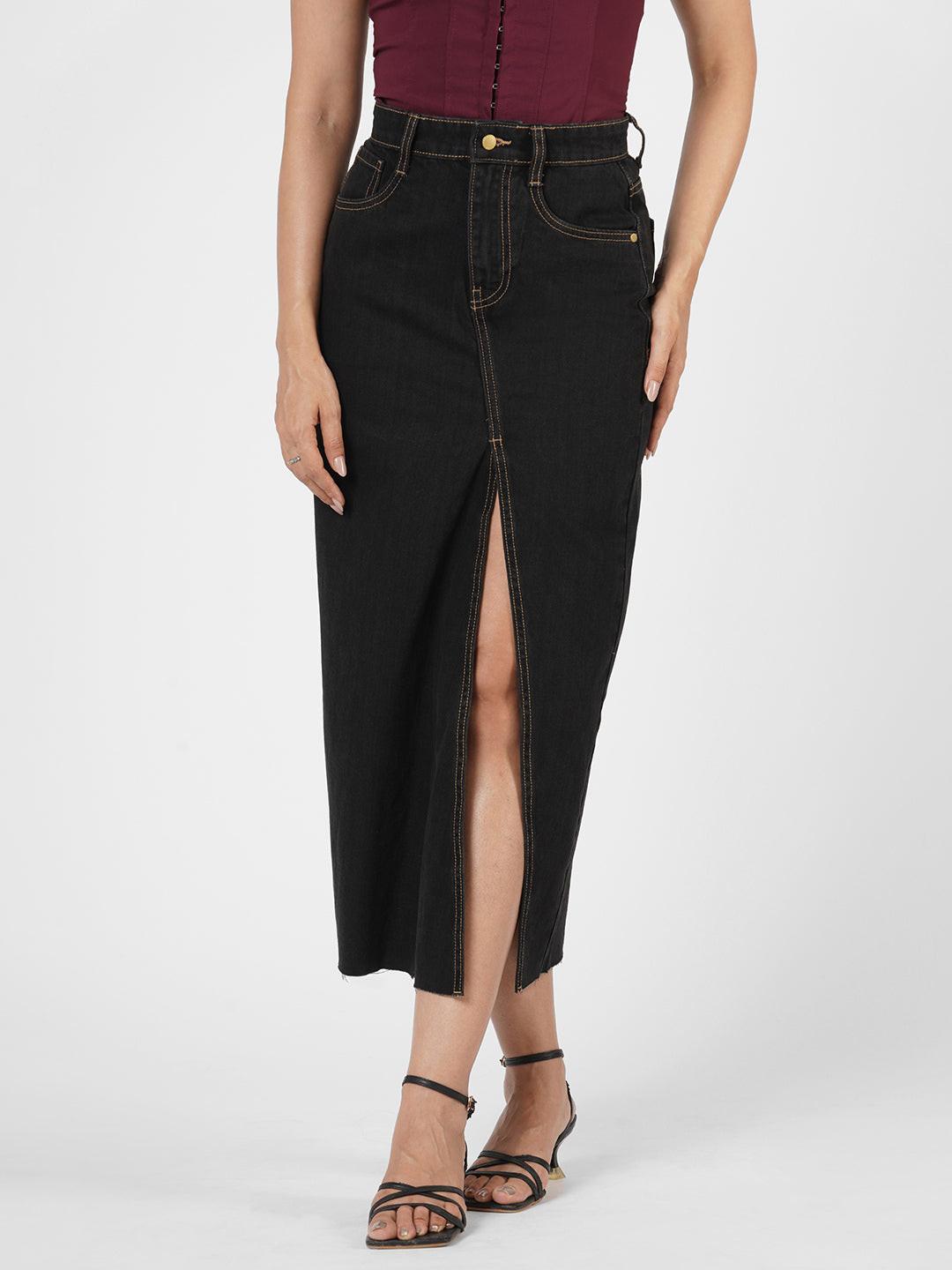 Black denim skirt by Rerasa