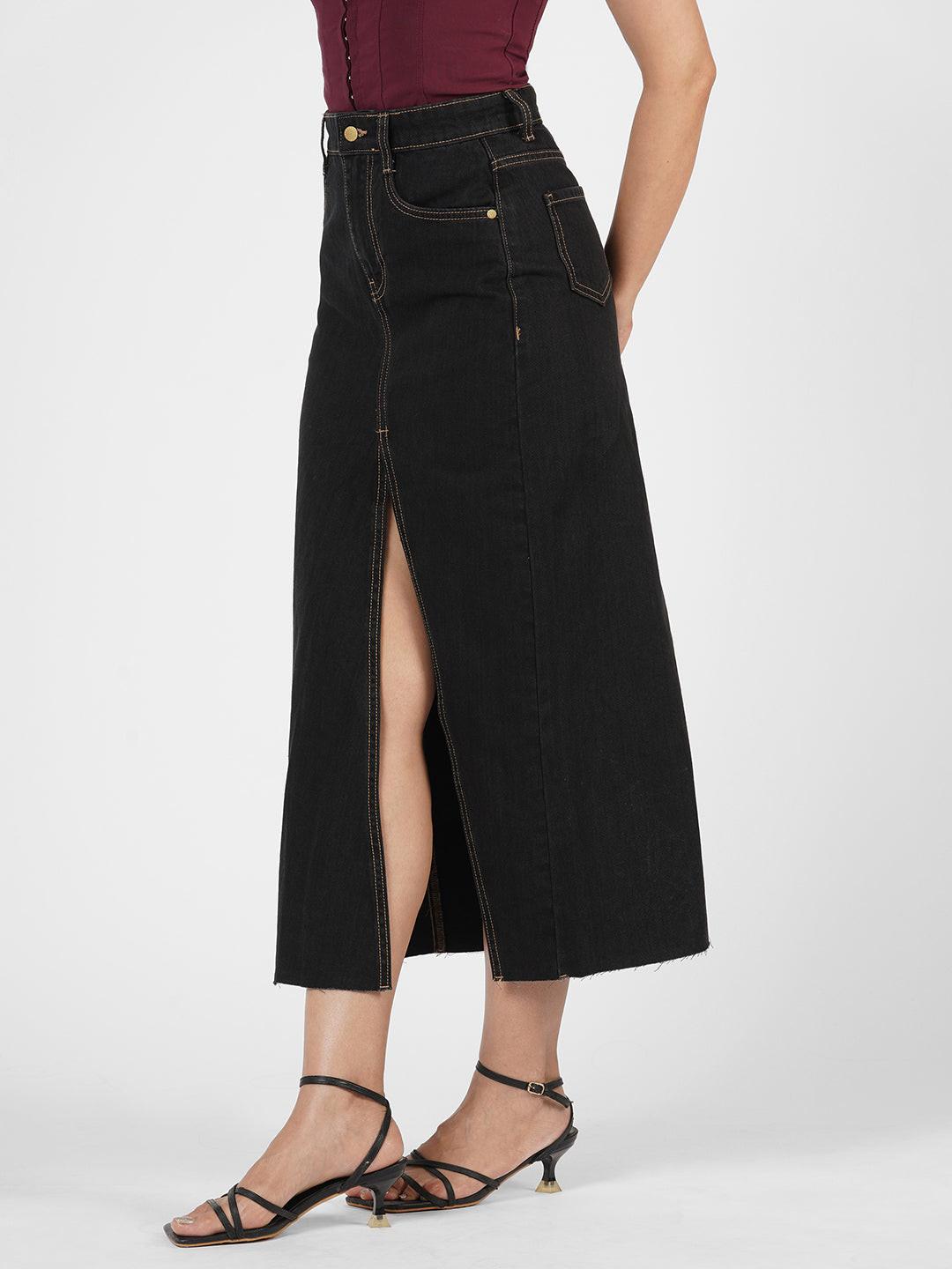 Black denim skirt by Rerasa