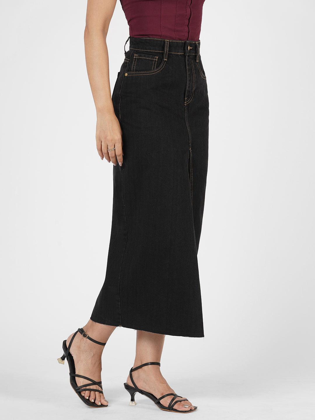 Black denim skirt by Rerasa