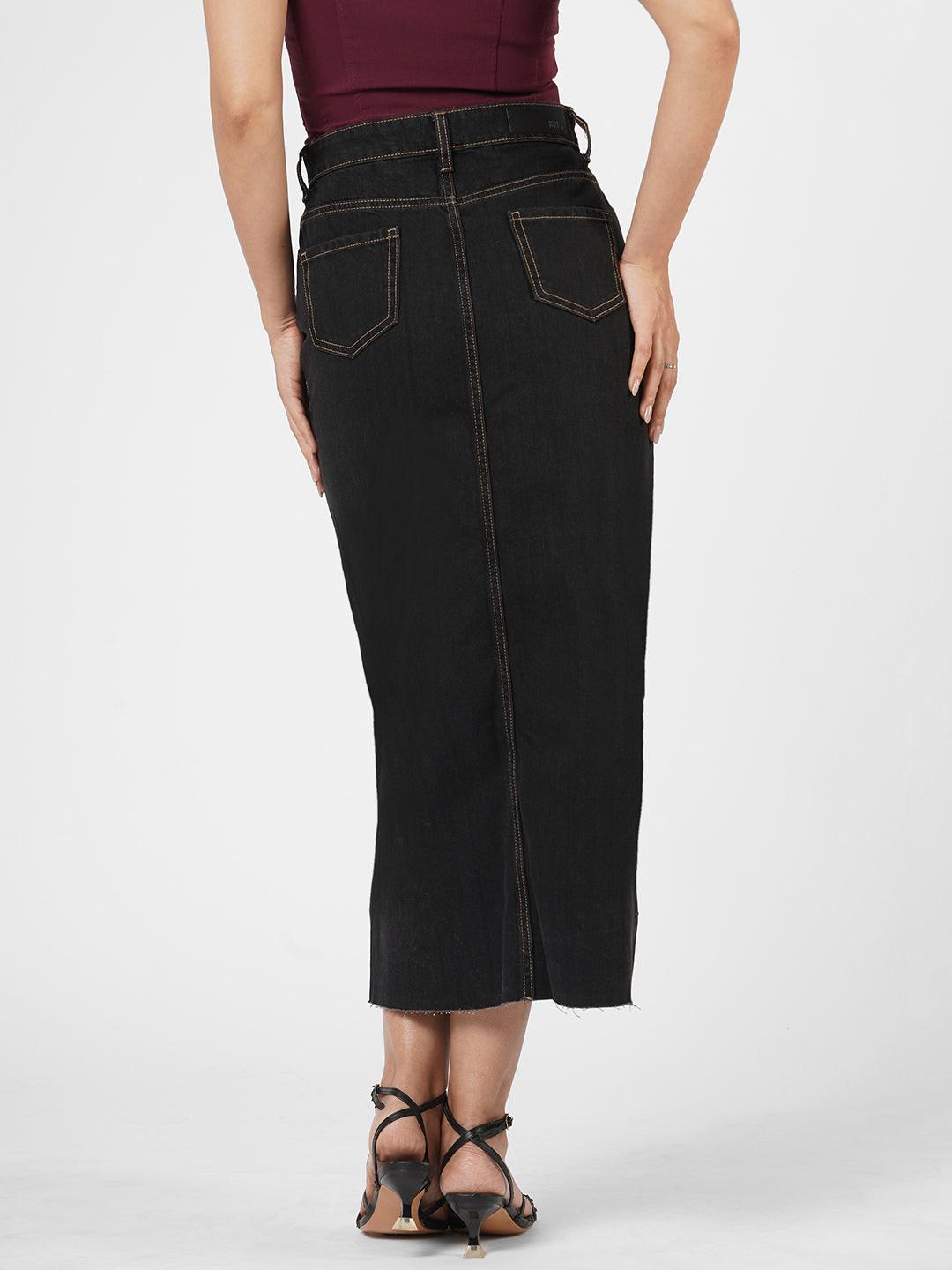 Black denim skirt by Rerasa