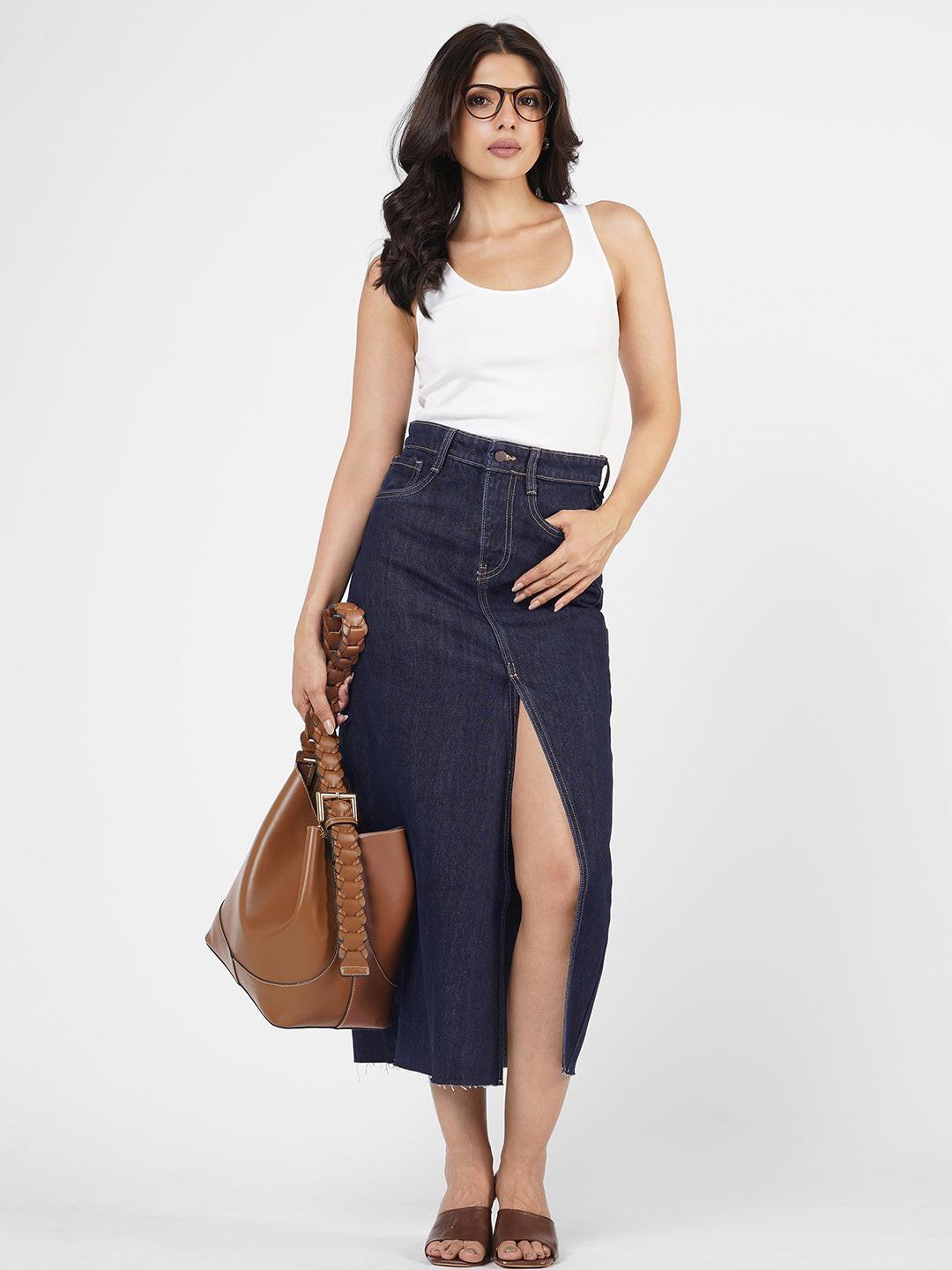 Indigo denim skirt by Rerasa