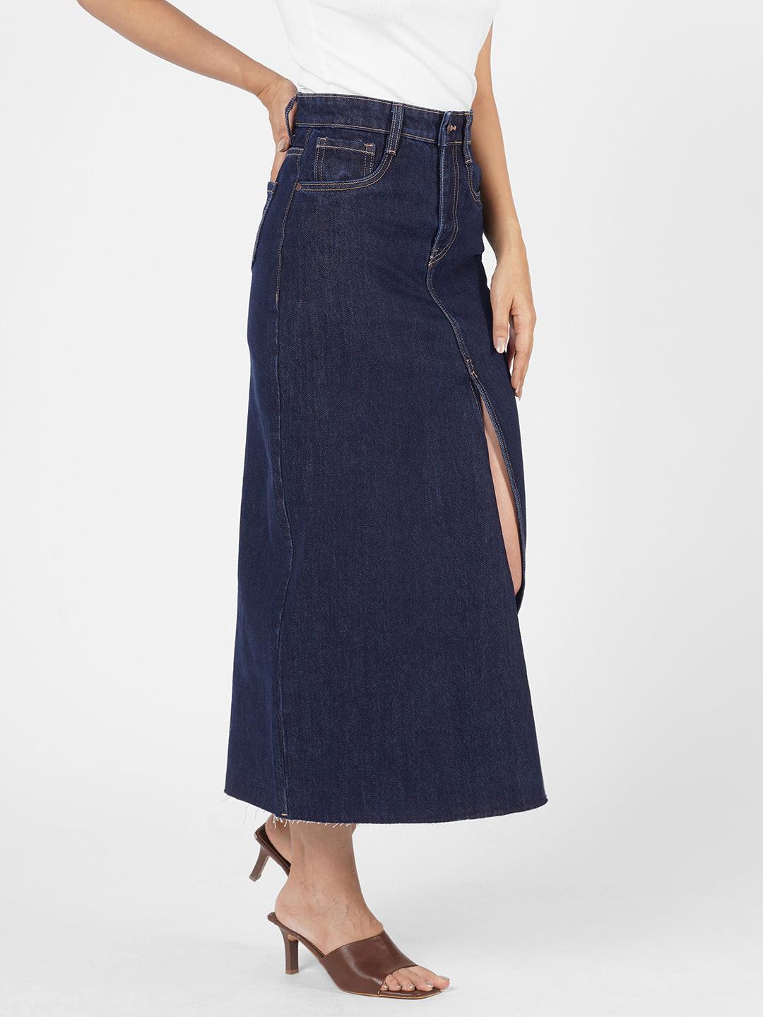 Indigo denim skirt by Rerasa