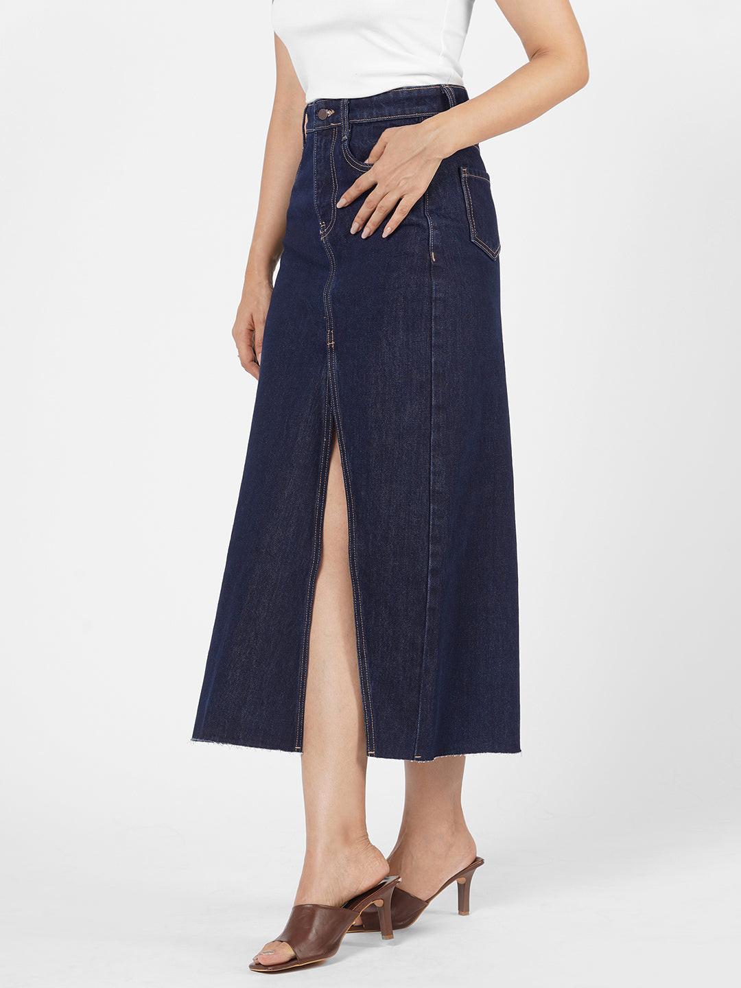 Indigo denim skirt by Rerasa