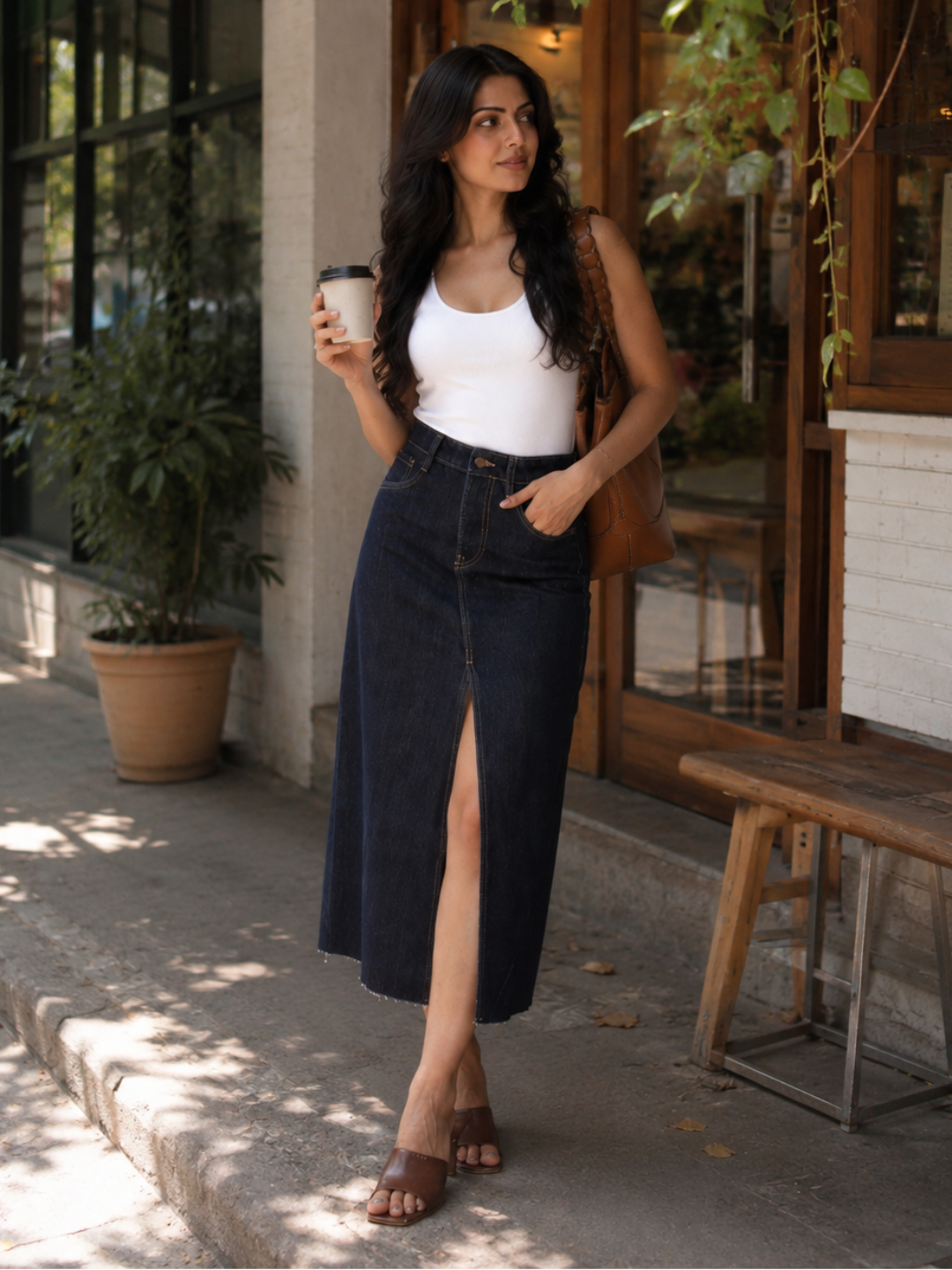 Indigo denim skirt by Rerasa