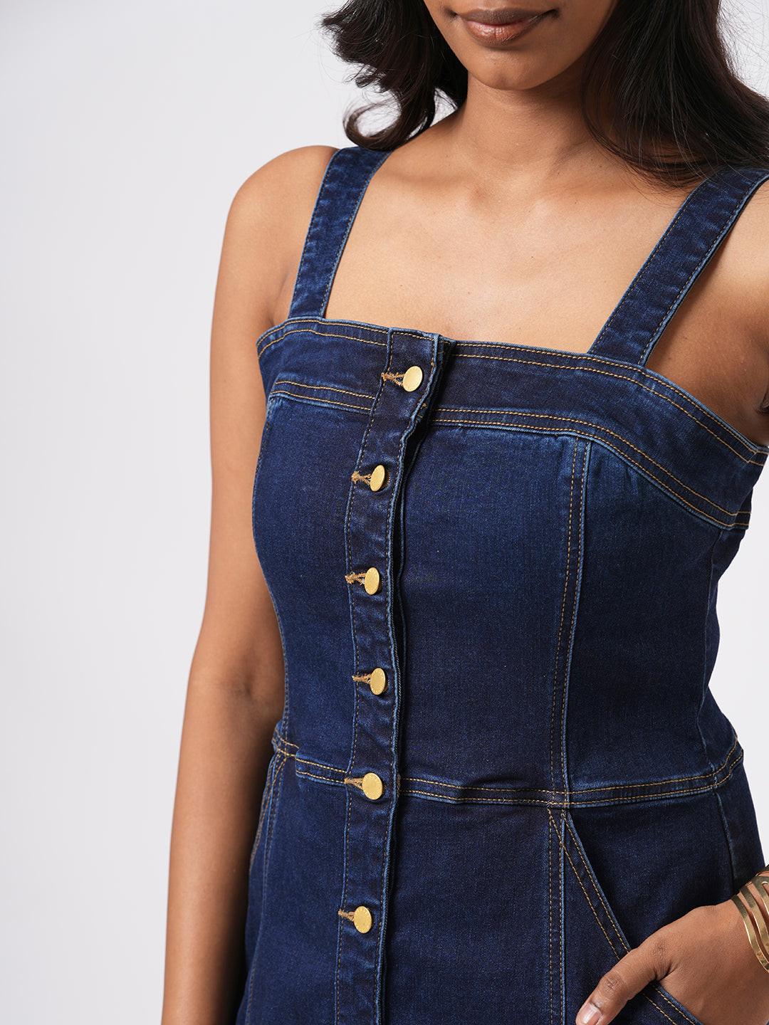 Denim Strap Dress.