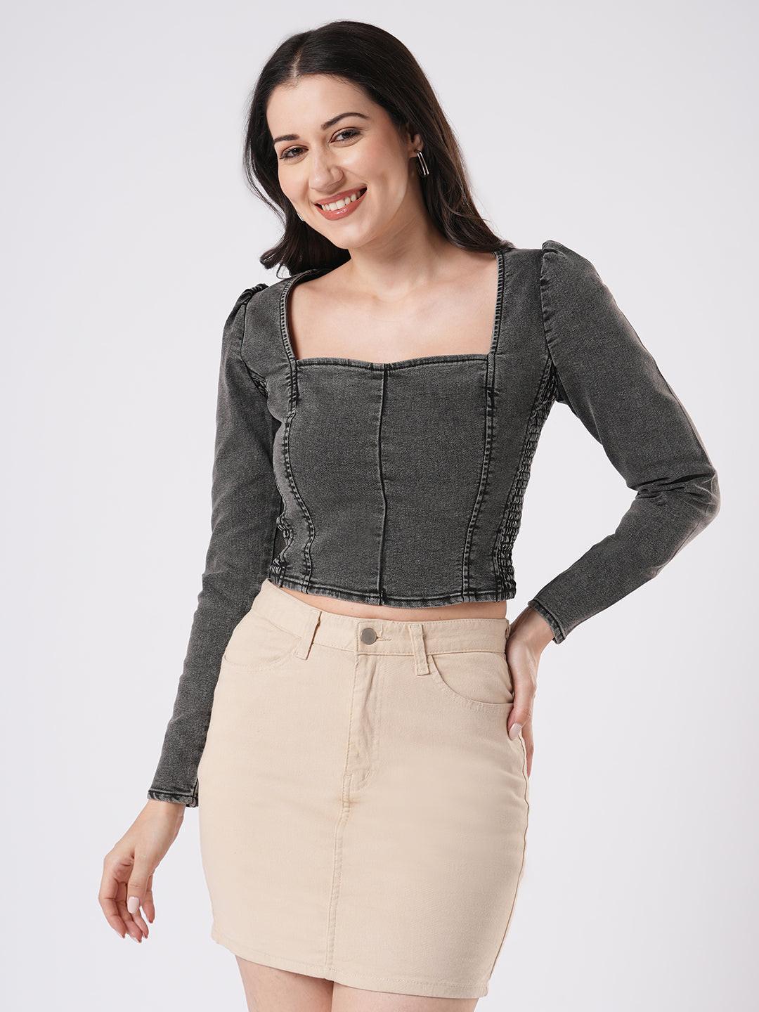 Sweetheart Denim Corset Top.