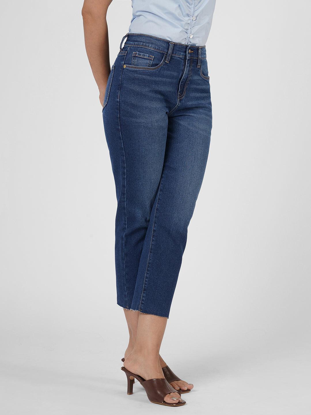 Stretchy Tapered Crop Jeans