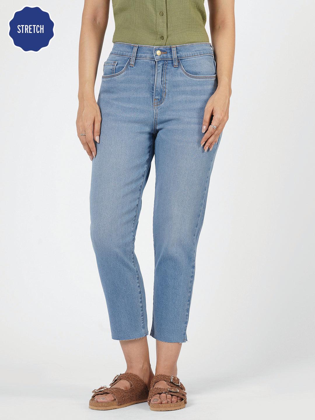 Stretchy Tapered Crop Jeans