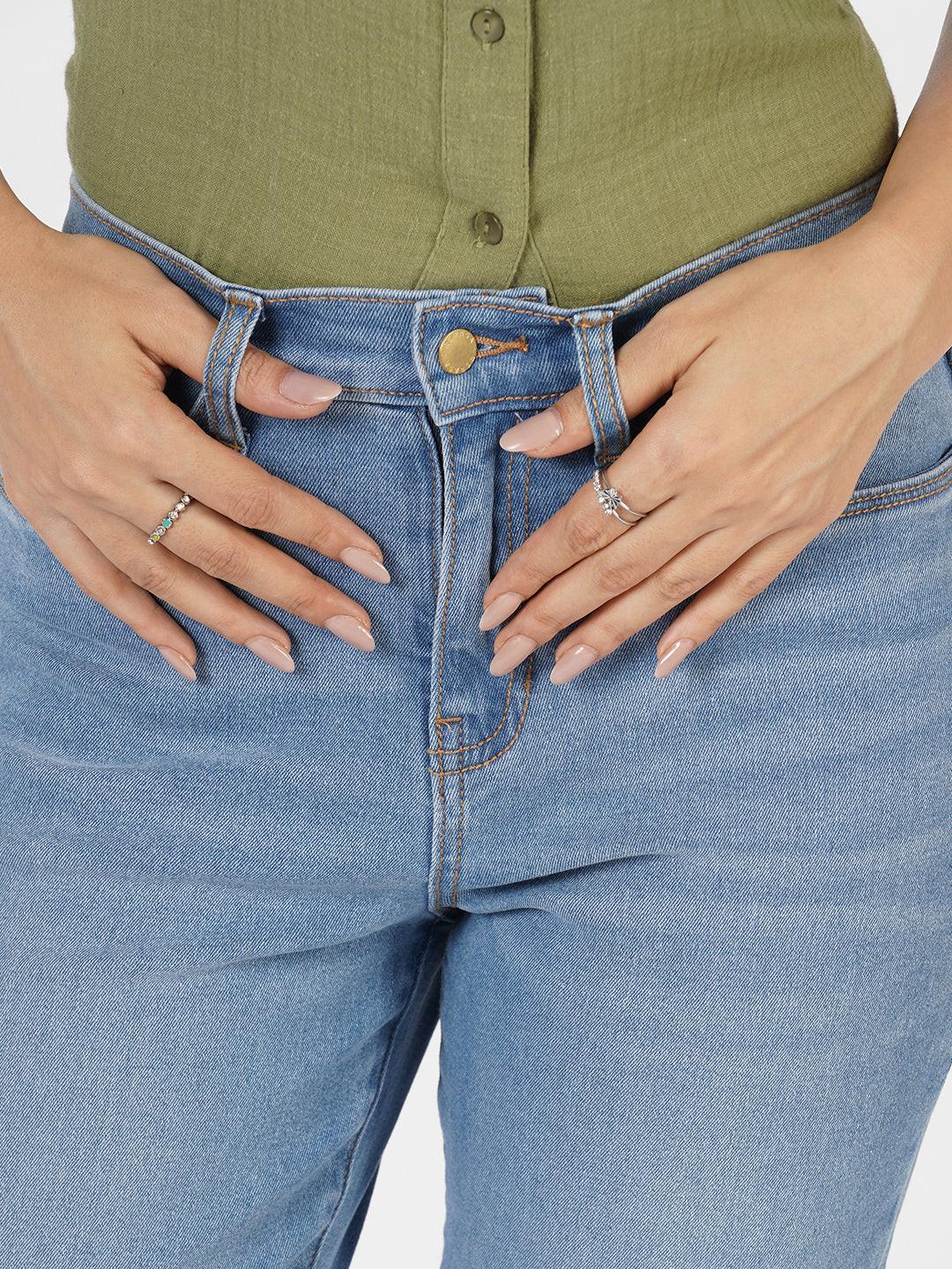 Stretchy Tapered Crop Jeans
