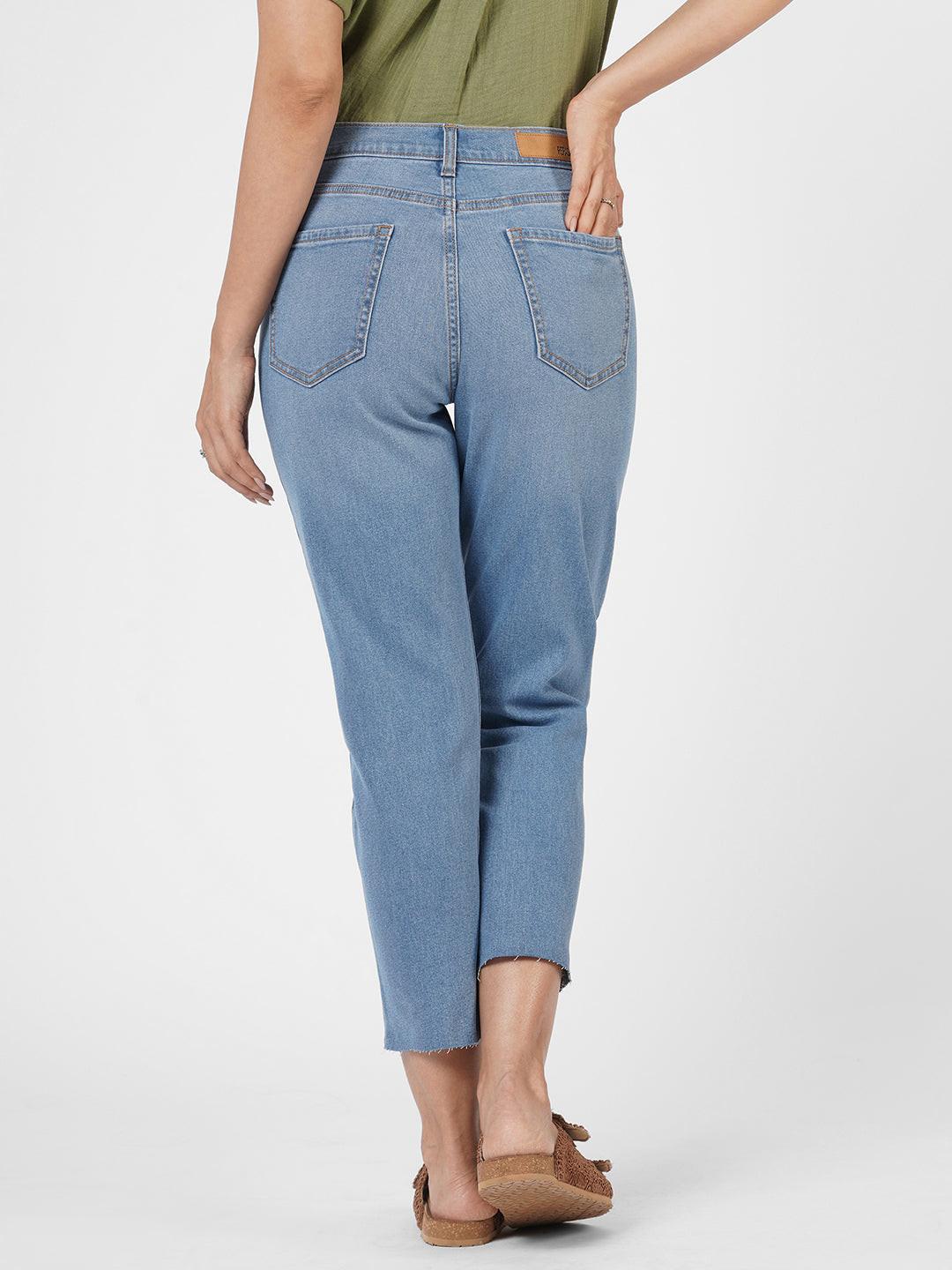 Stretchy Tapered Crop Jeans