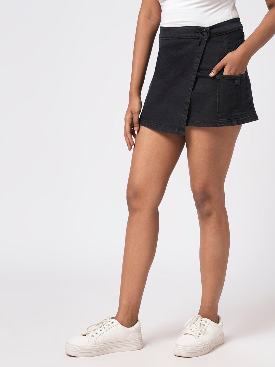 Denim Utility Mini Skirt.