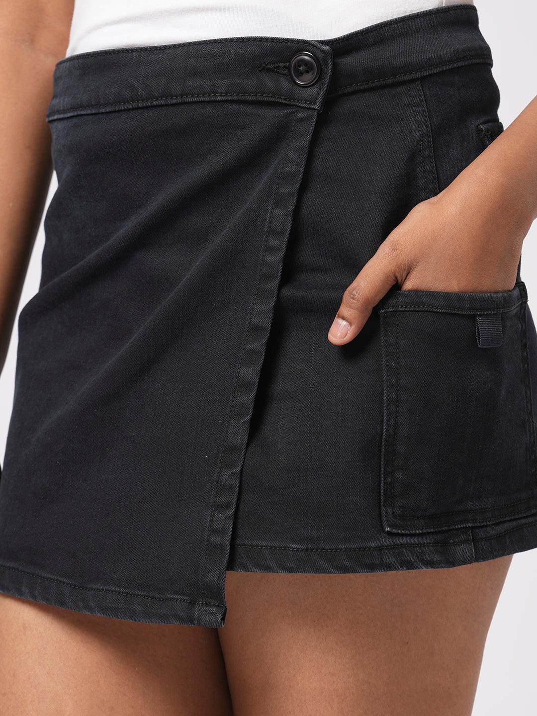 Denim Utility Mini Skirt.