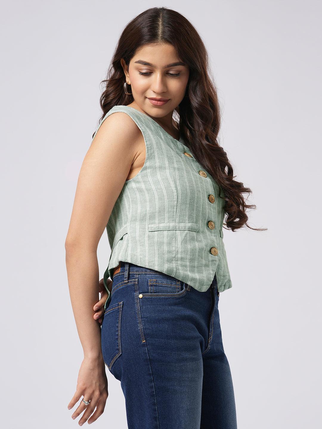 Linen Blend Vest Top.